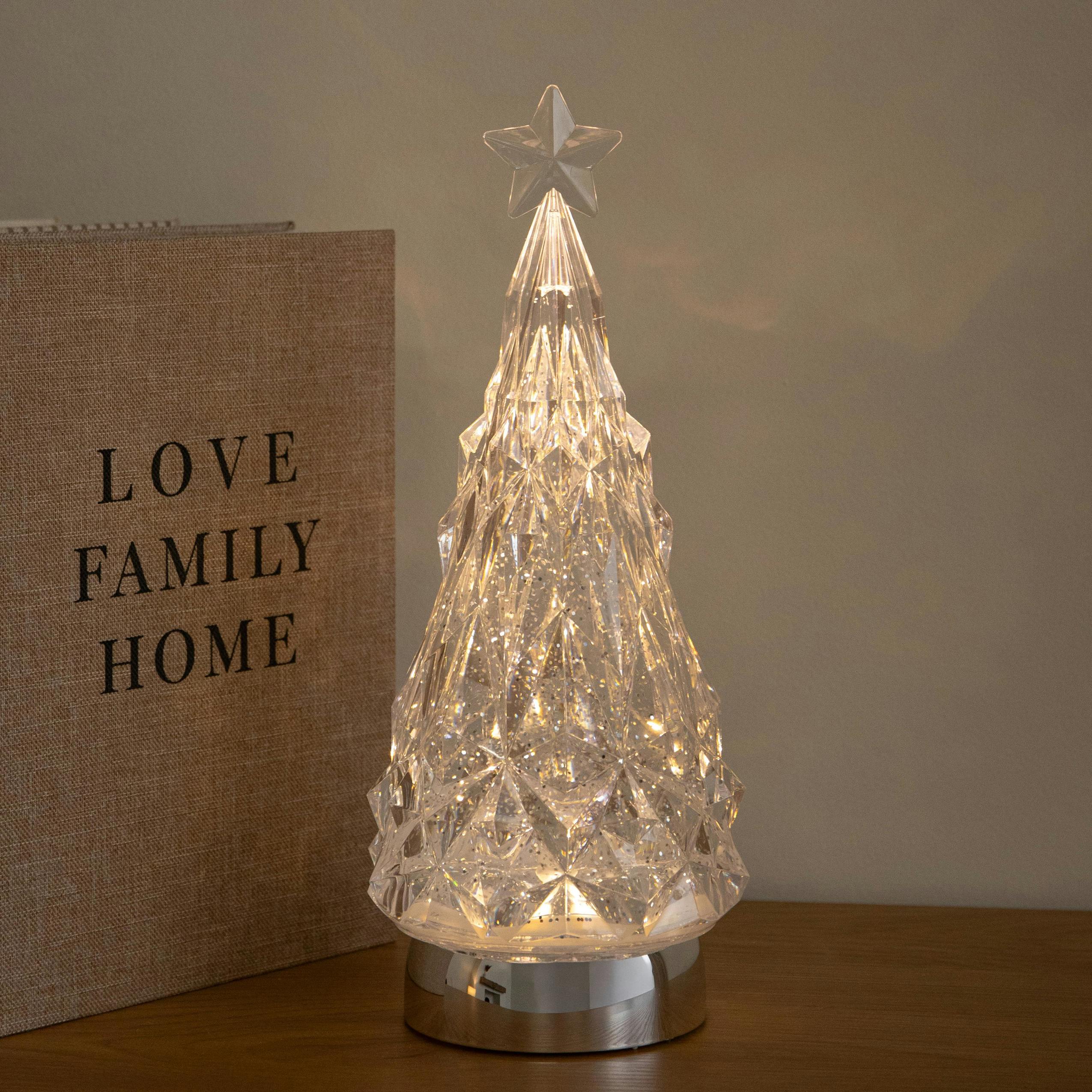 Rackhams Light/White 28Cm Dual Powered Christmas Tree Water Spinner With Colour Changing Leds