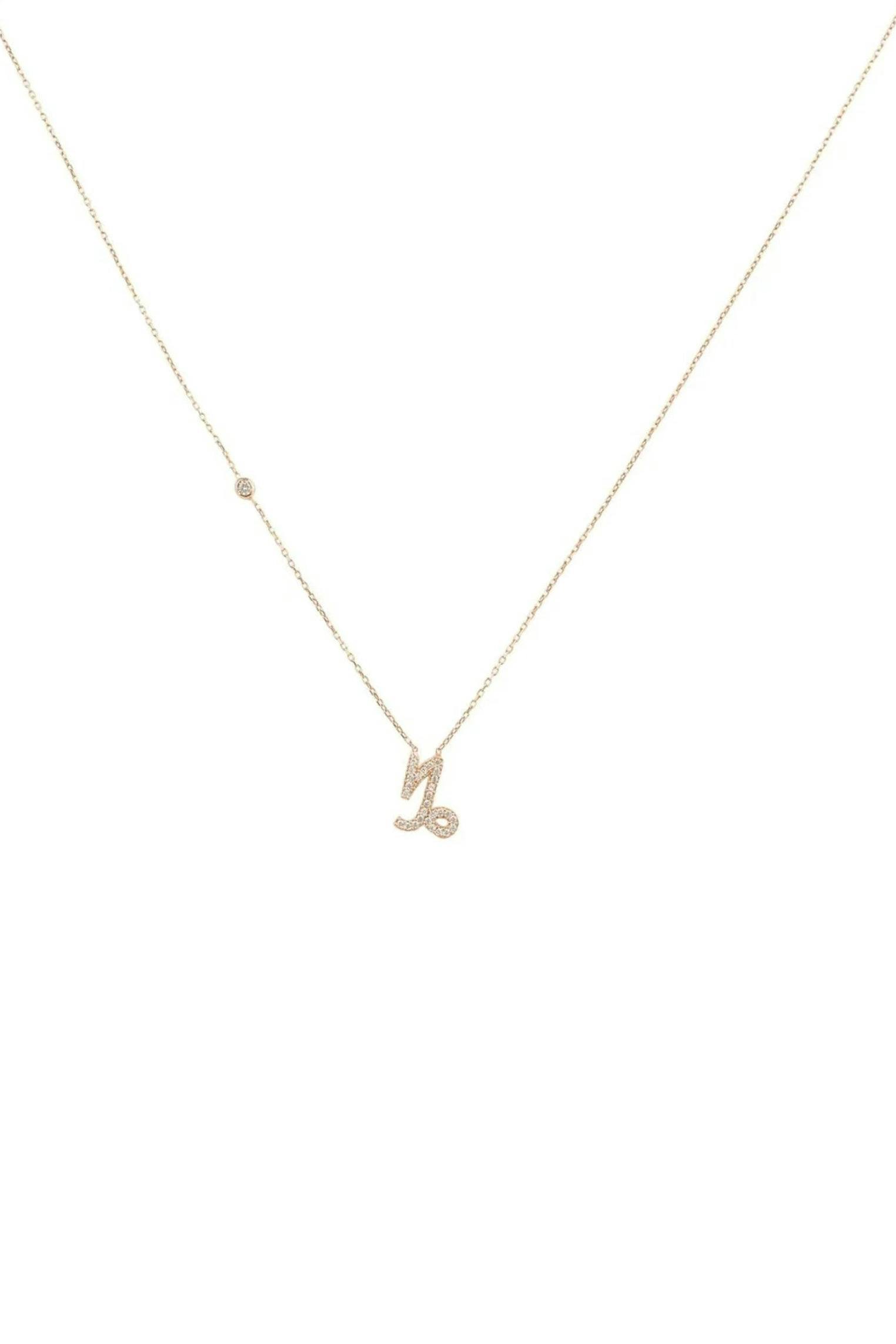 Latelita Gold Zodiac Star Sign Pendant Necklace Rose Capricorn - Rose