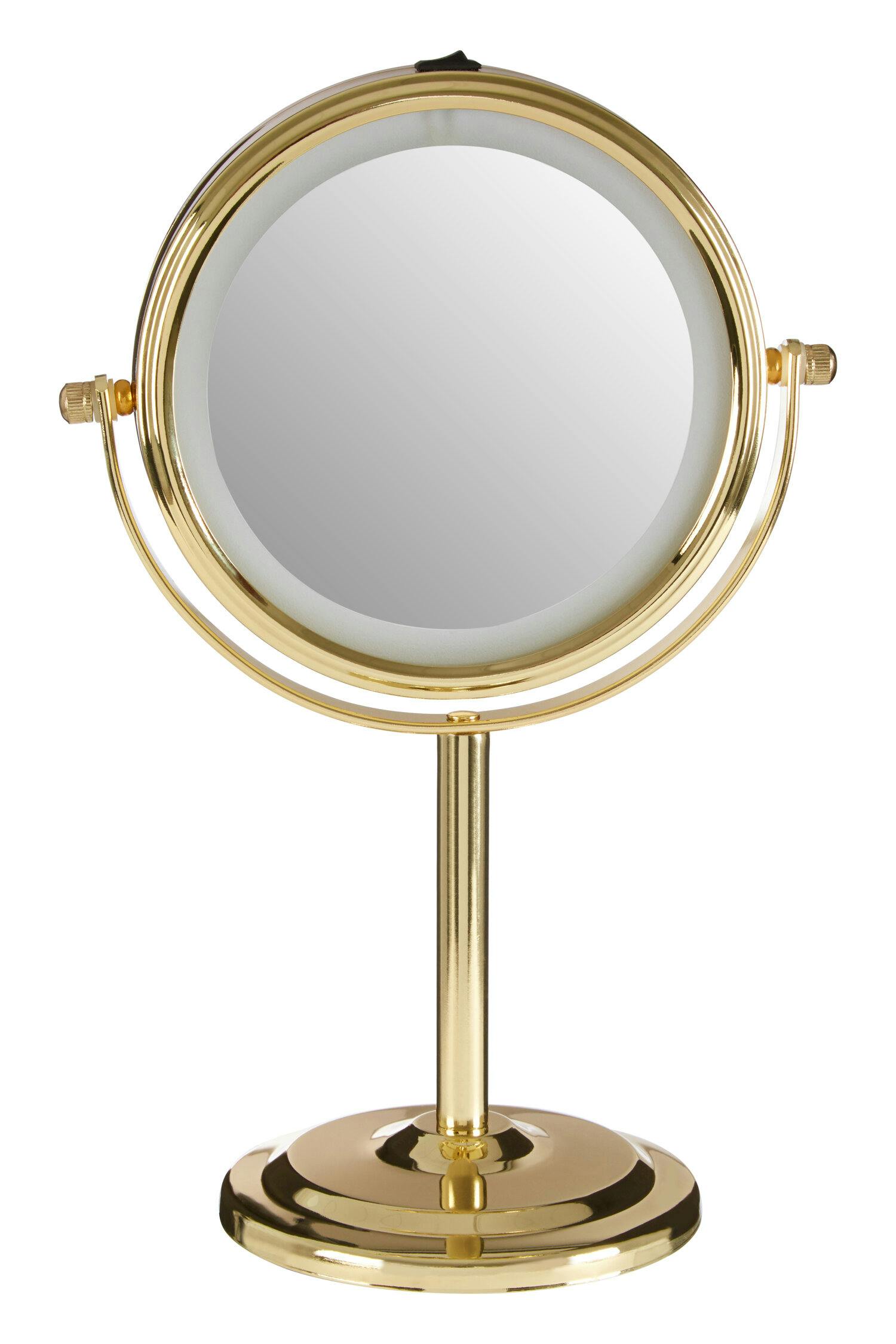 Cassini Gold Finish LED Small Table Mirror - Premier Housewares | TJ Hughes - Image 2
