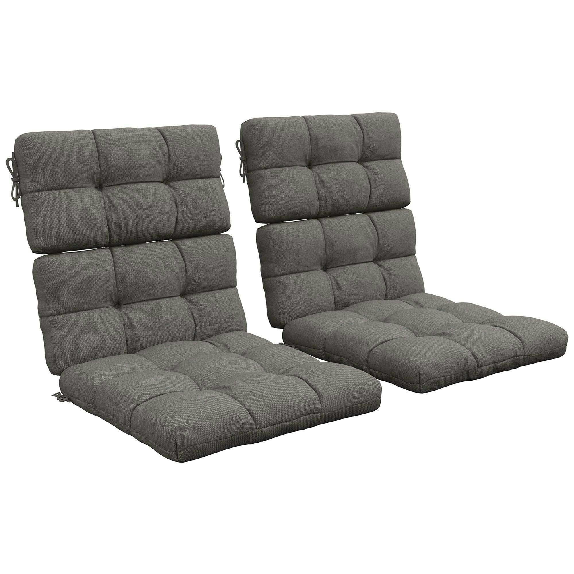 B&Q - 2Pc Outdoor Seat Cushion With BackrestTiesFor GardenGrey - Image 3