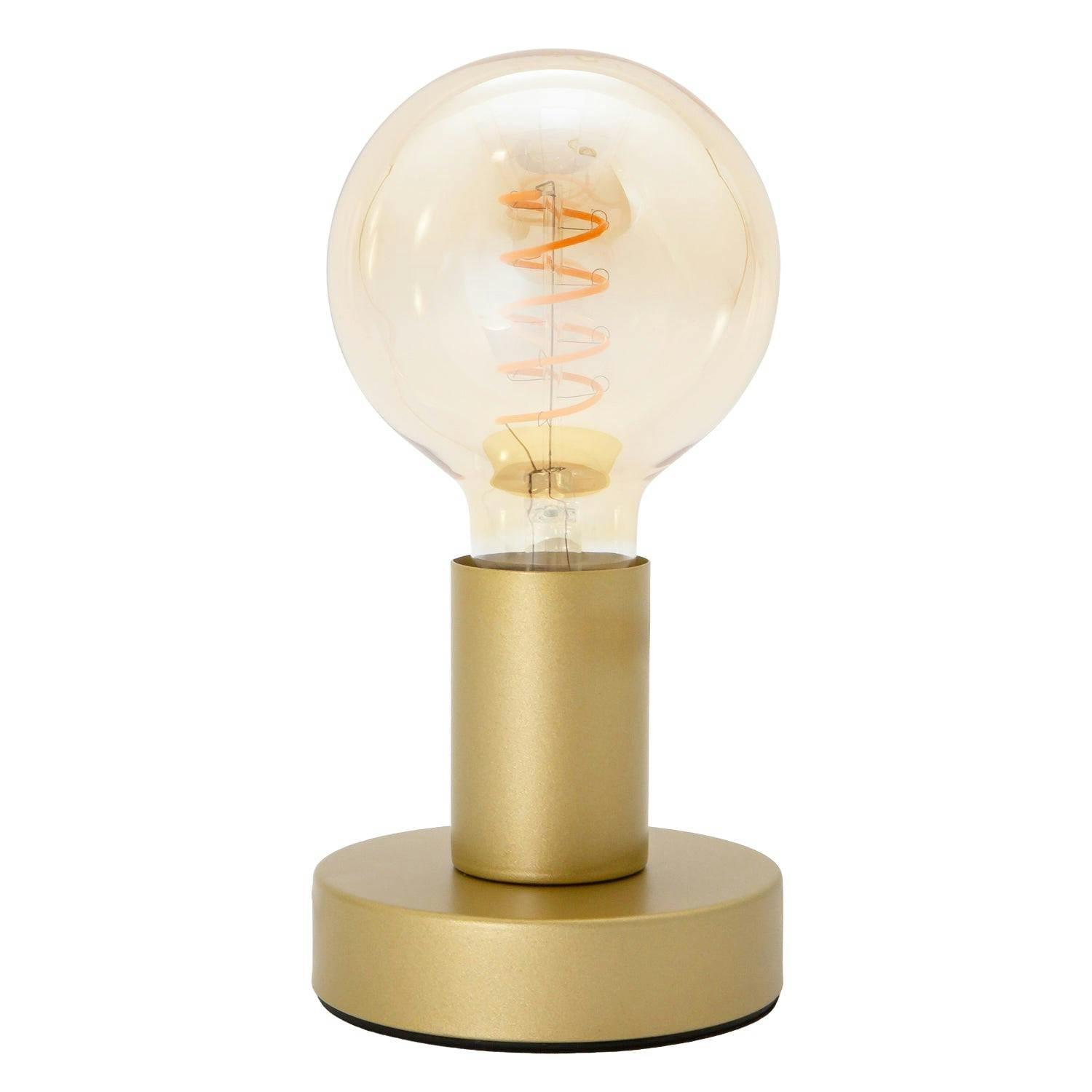 Rackhams Gold Satin Bulb Holder Table Lamp To Showcase Vintage Filament Bulbs