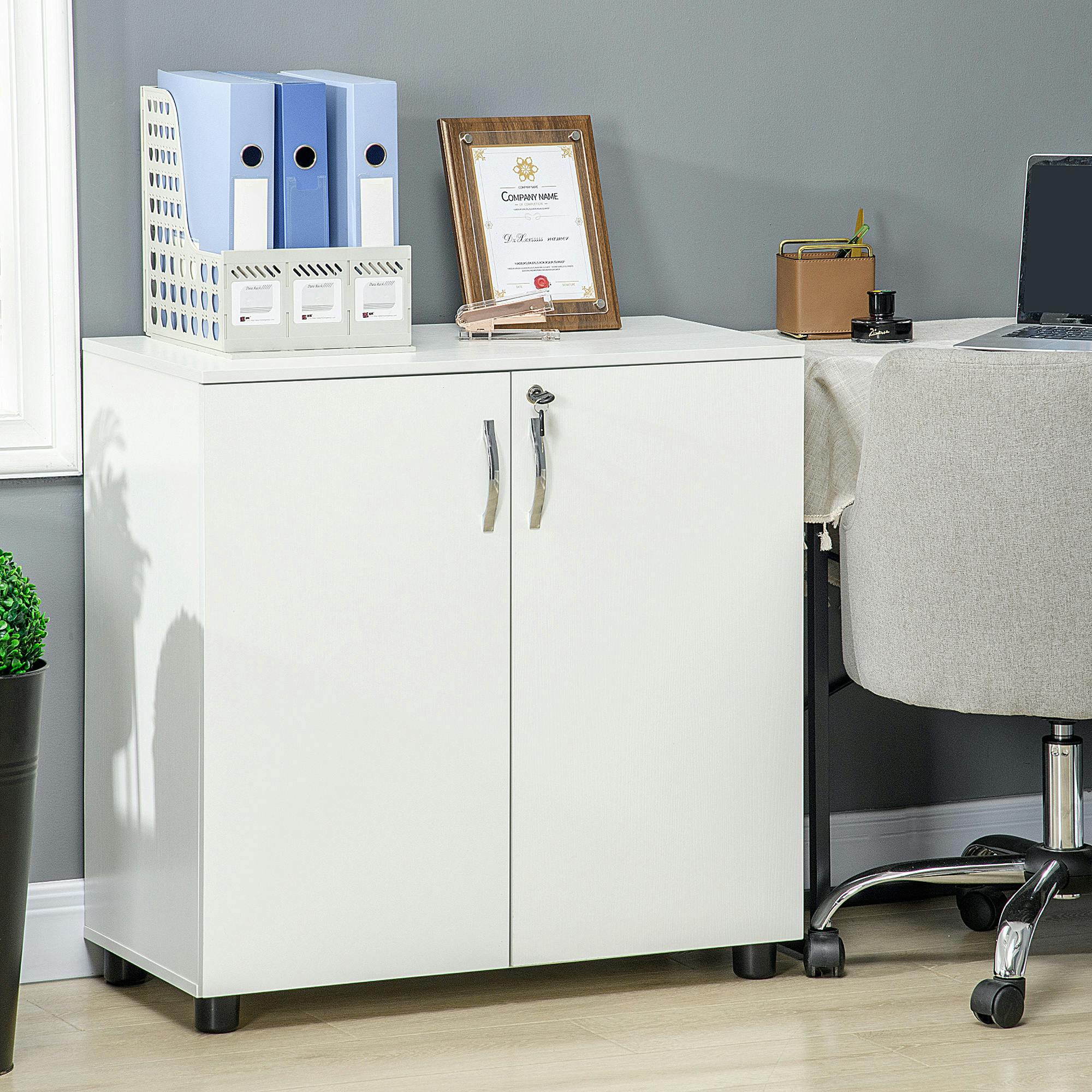 Vinsetto Black/White 2-Tier Locking Filing Cabinet Office Storage Cabinet,