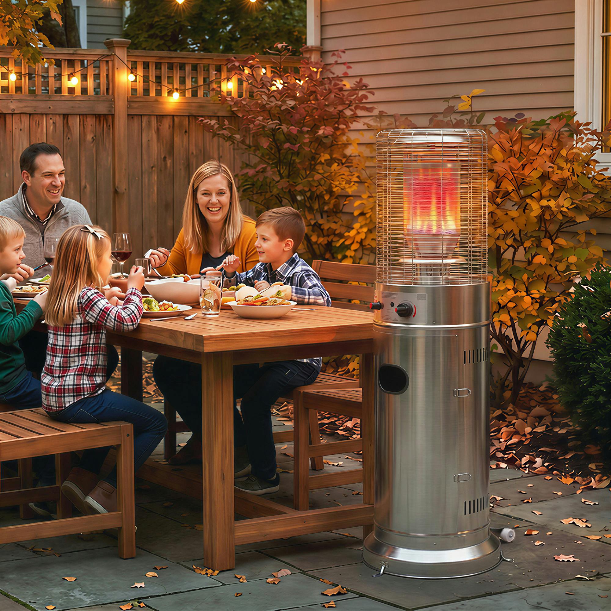 Outsunny Silver Gas Patio Heater, 13 Kw Portable Propane Outdoor Heater,