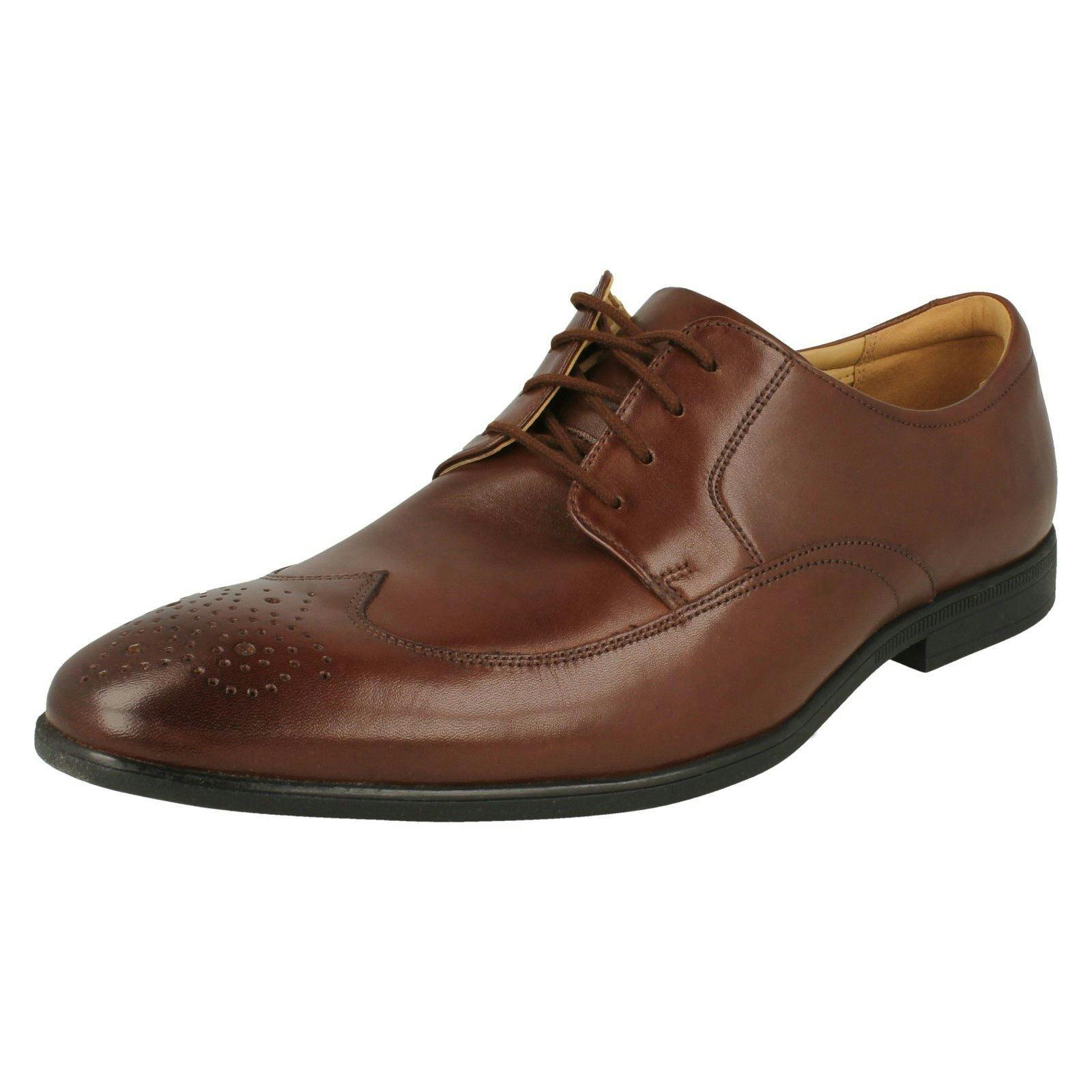 Clarks Men's Brogue Detailed Shoes Bampton Wing - Mahogany - Uk 7