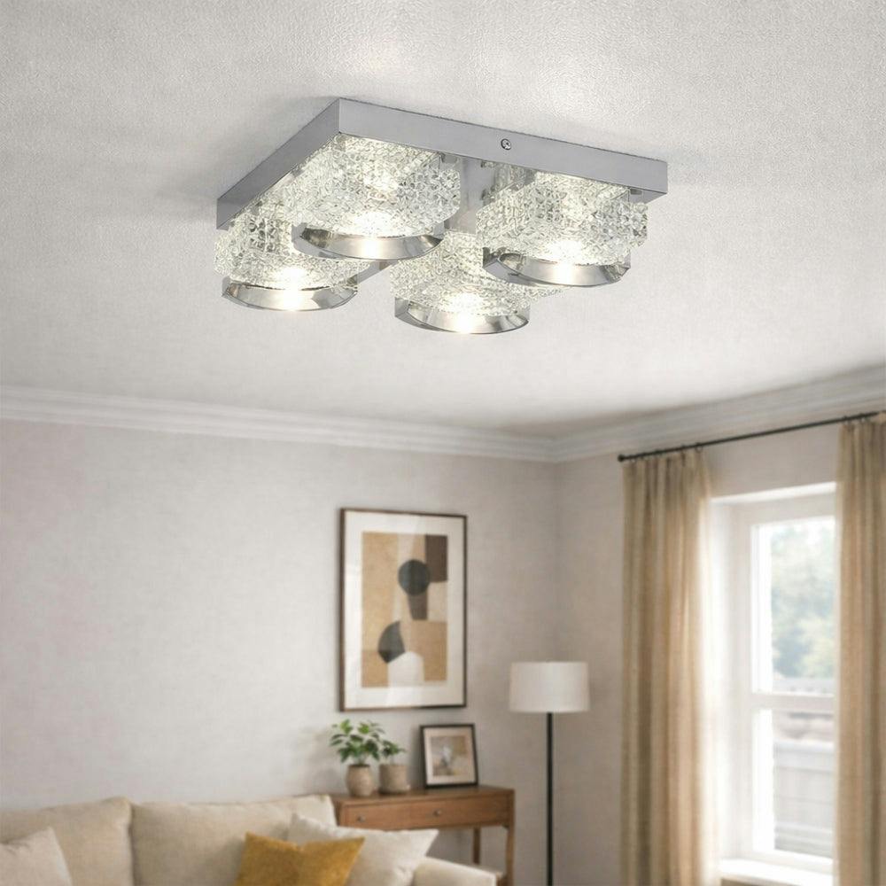Rackhams Light Liana Polished Chrome Square Led Flush Ceiling