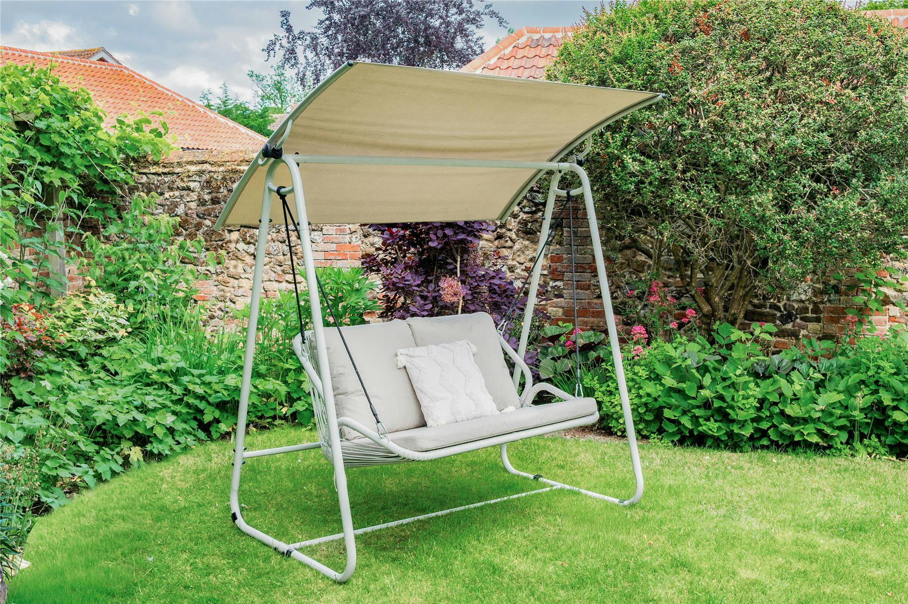 Rackhams Beige Norfolk Collection Stamford Rattan 2 Seater Swing Seat In