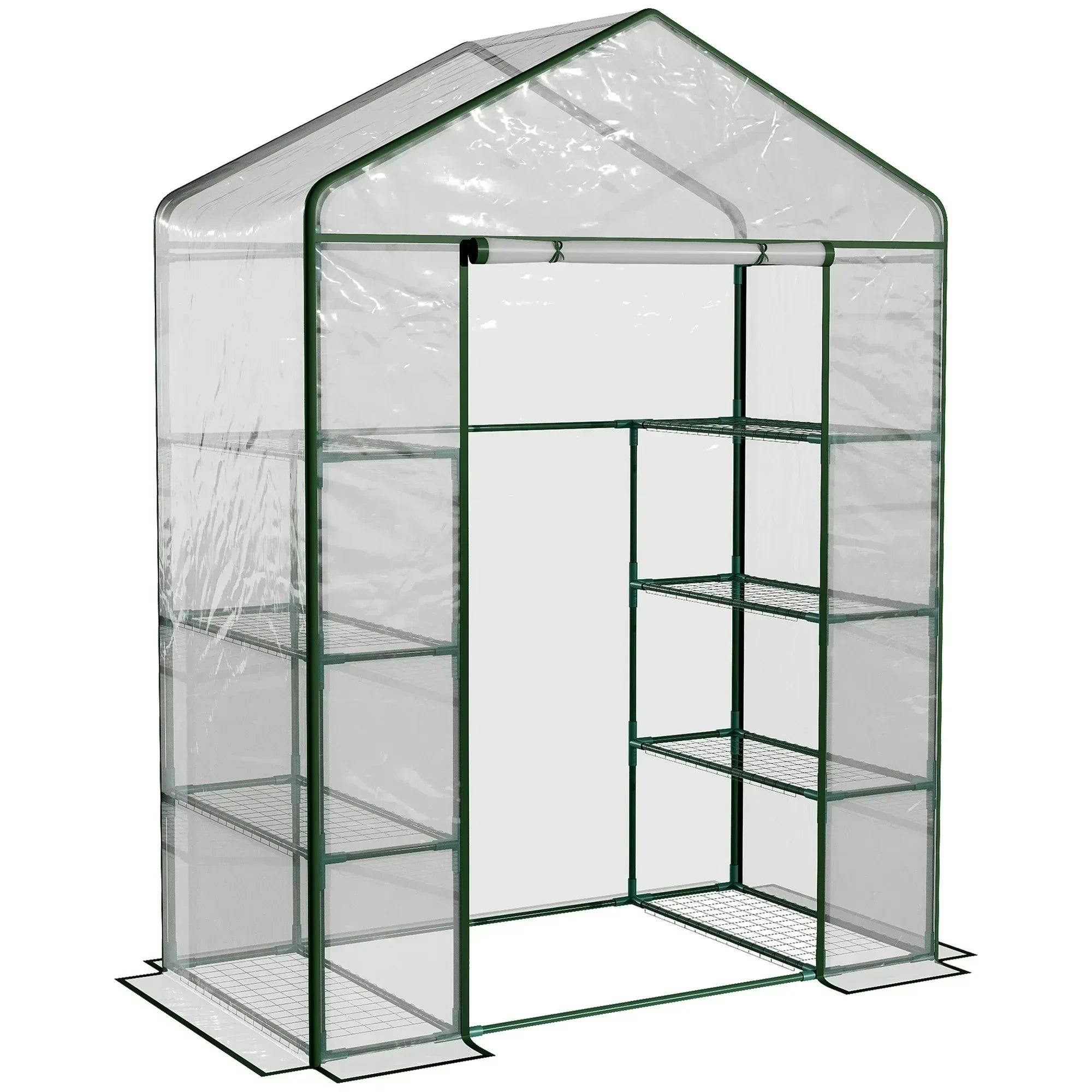 George Clear Outsunny Walk In Greenhouse Garden Pvc Frame Shelves Reinforced Plant Grow - Image 5