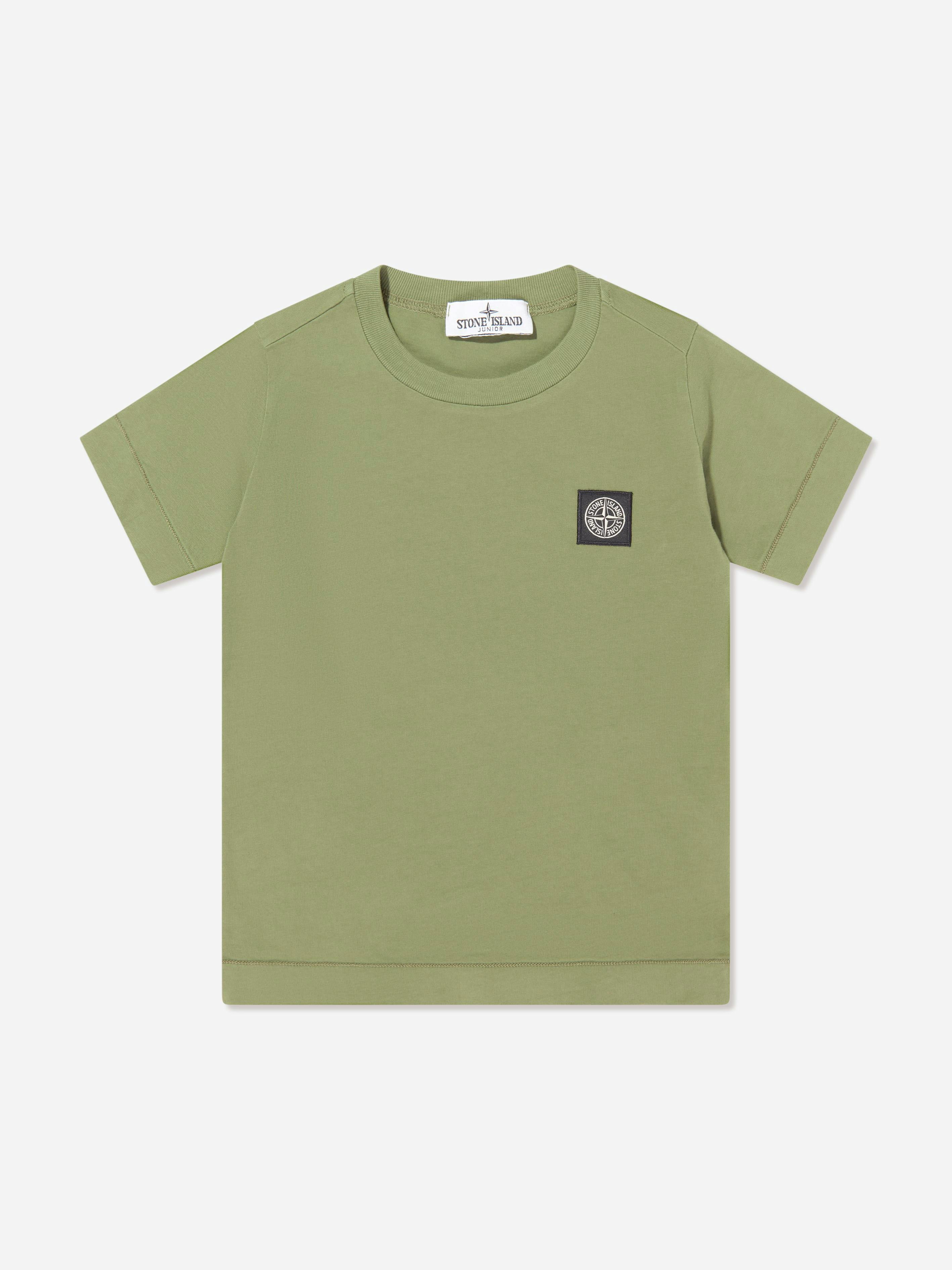 Stone Island Junior Boys Green Stone Island Compass Logo Patch T-Shirt In - 8 Yrs