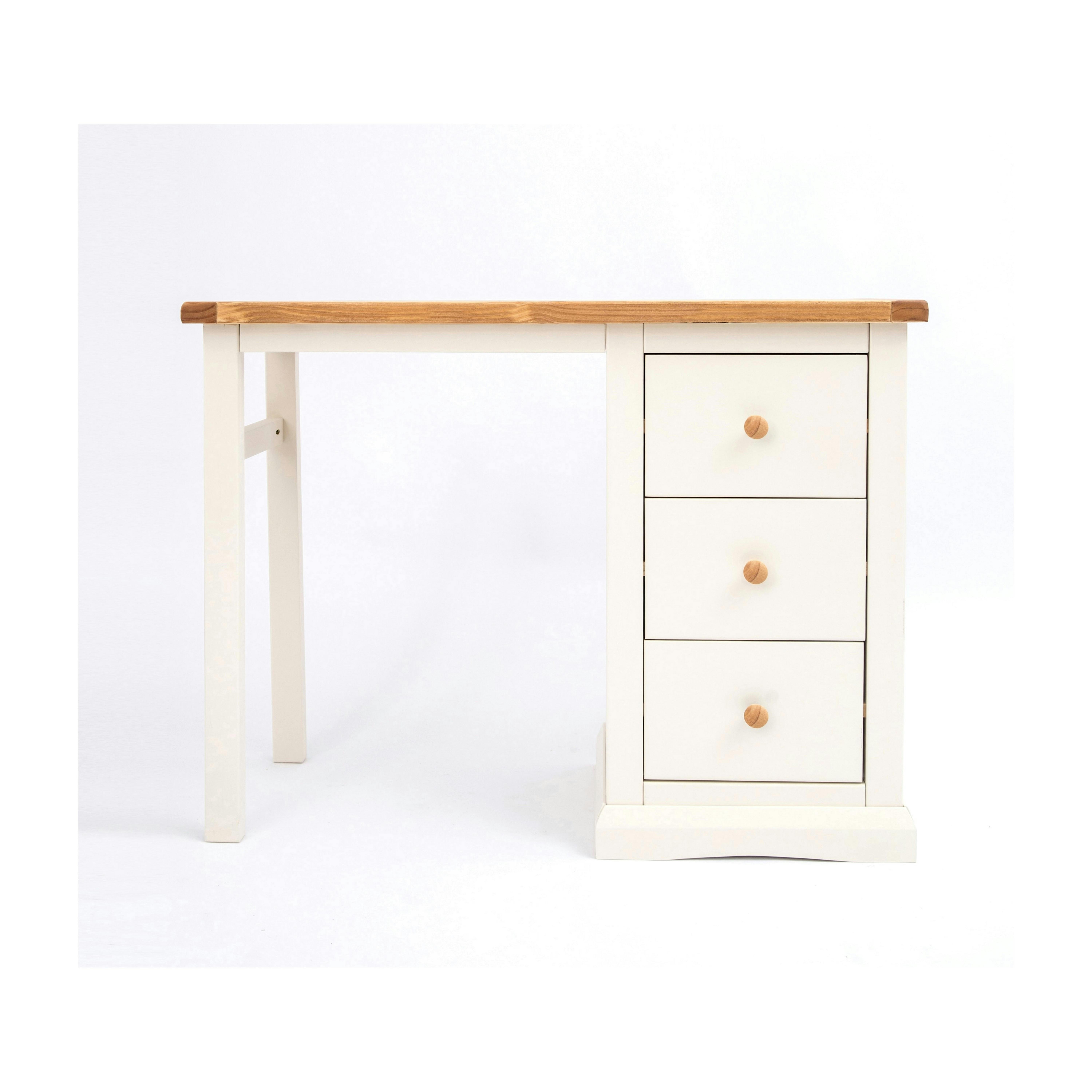 Cabinet Bits White Castelli 3 Drawer Desk - Dressing Table Wood Knob - Off