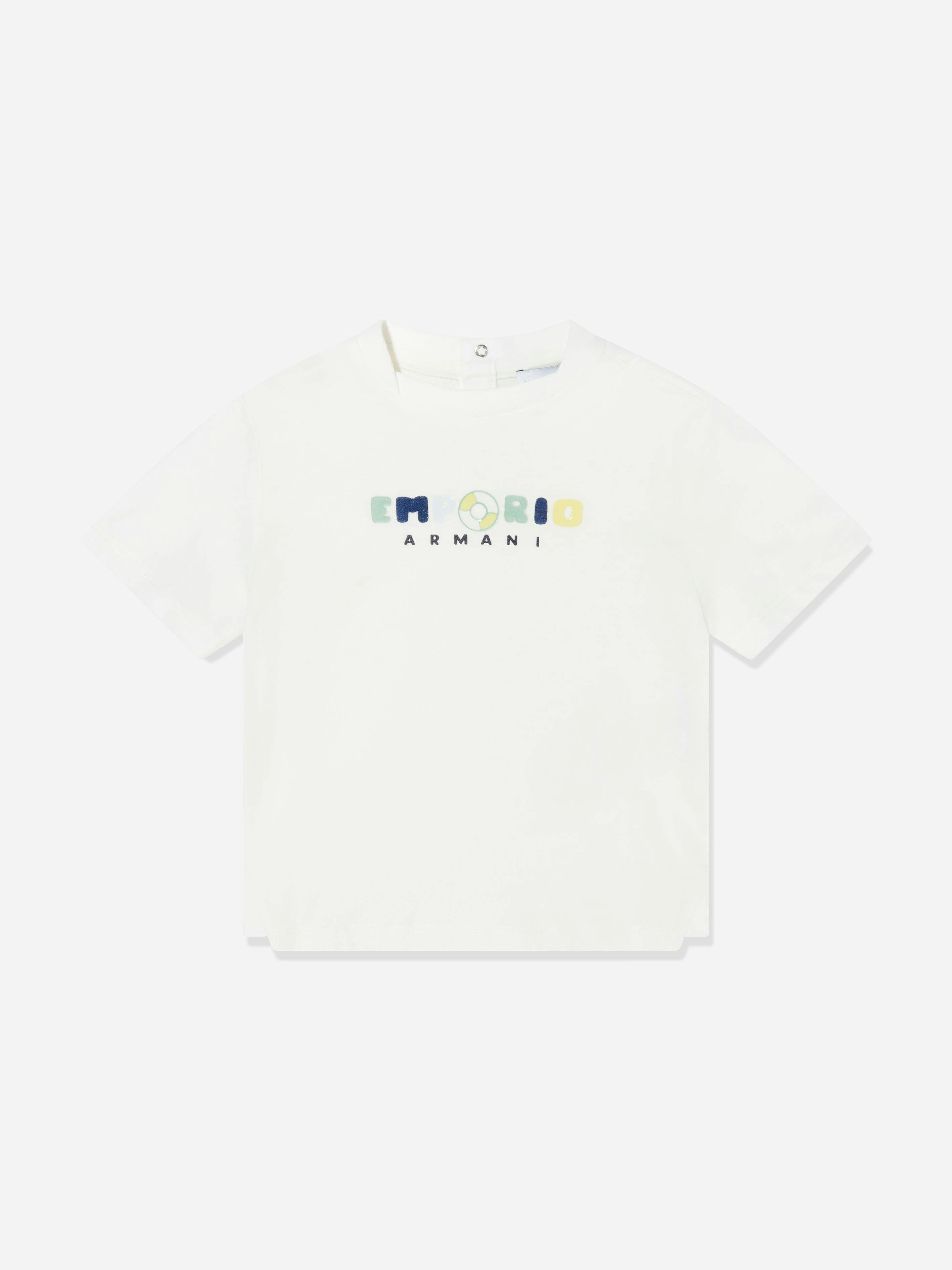 Emporio Armani Men's White Baby Boys Logo T-Shirt In - 36 Mths