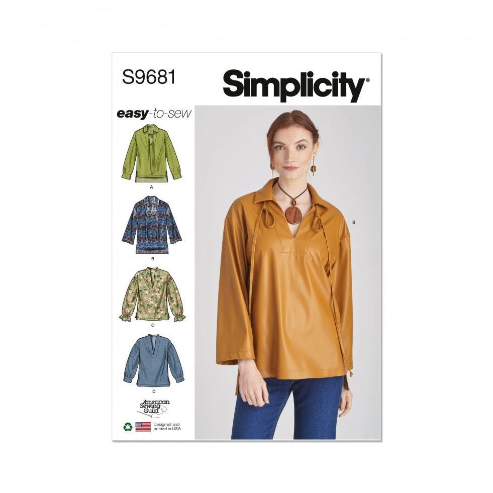 Simplicity Women's Sewing Pattern 9681, Tops For Aa (10-12-14-16-18) - Easy - Bb (20W-22W-24W-26W-28W)