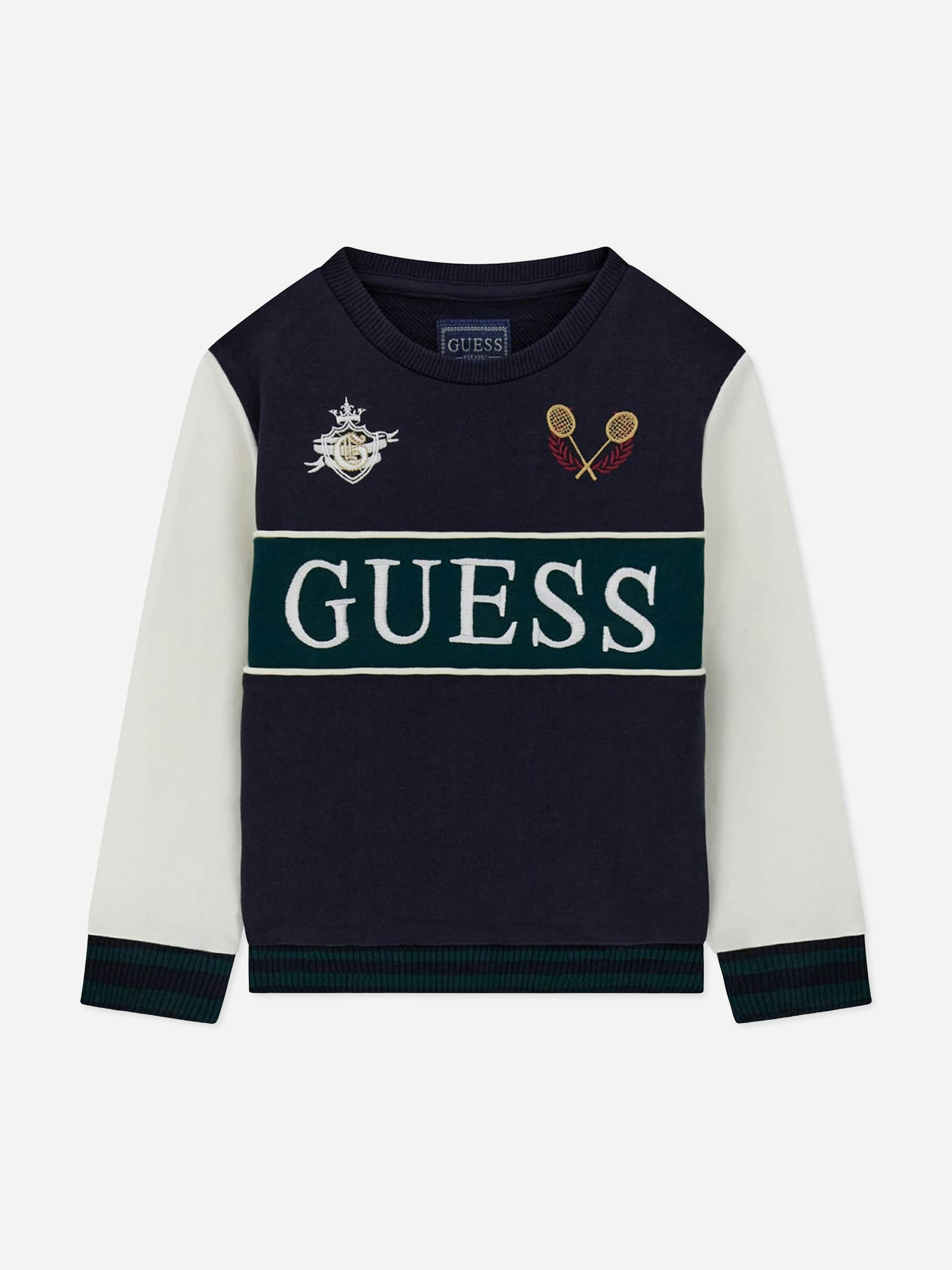 Guess Boys Logo Sweatshirt In Navy - Navy - 4 Yrs