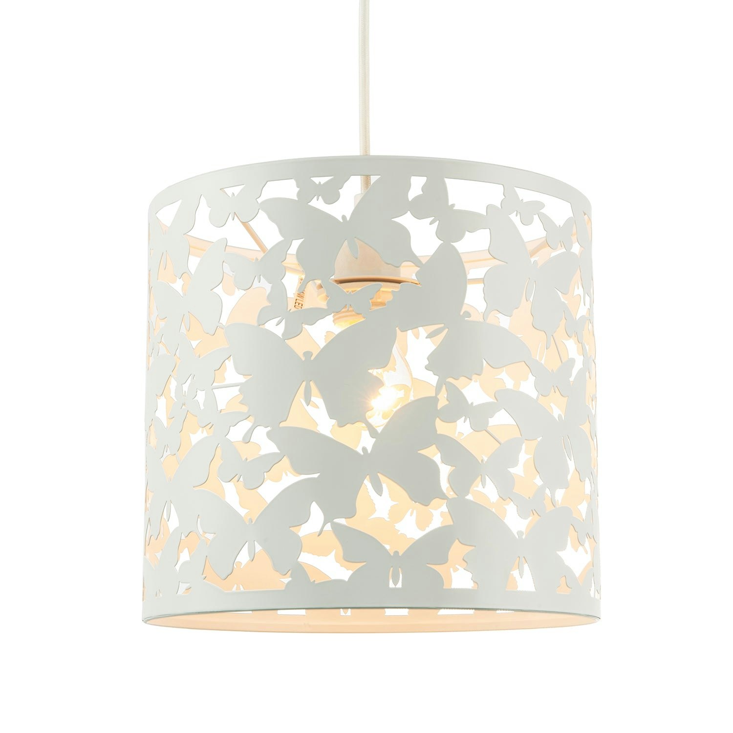 Happy Homewares Light/White Unique Butterfly Themed Pendant Ceiling Shade In Gloss