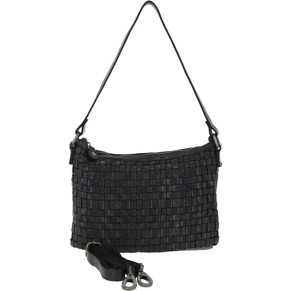 Ashwood Dark/Grey Vintage Woven Leather Shoulder Bag - One Size - Leather