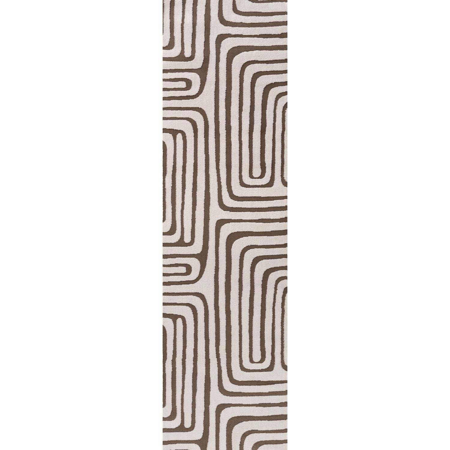 Rackhams Brown Loft Geometric Rug - 80X300 Cm