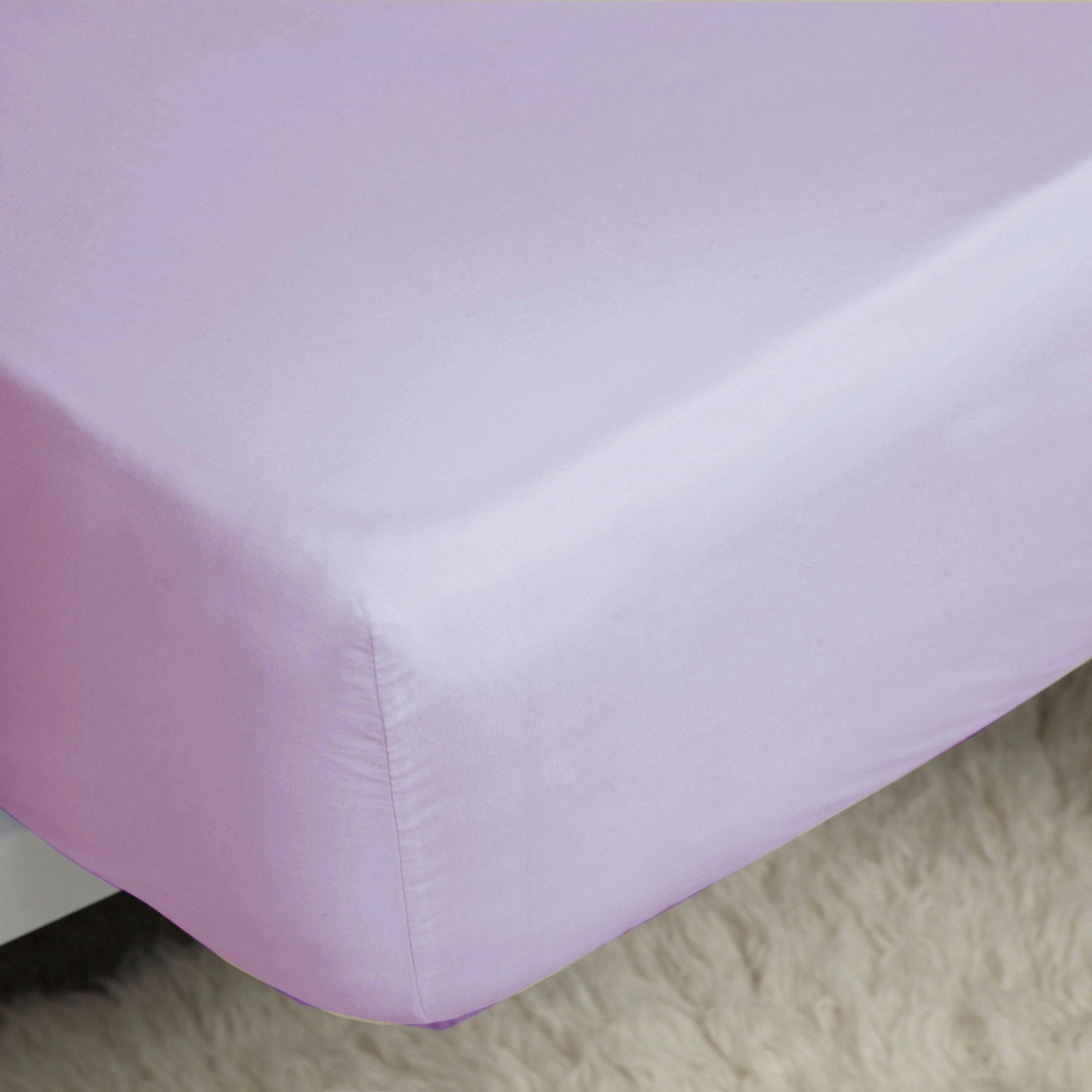 Rackhams Lilac 200 Thread Count Cotton Percale Deep Fitted Sheet - Superking - 100% Cotton