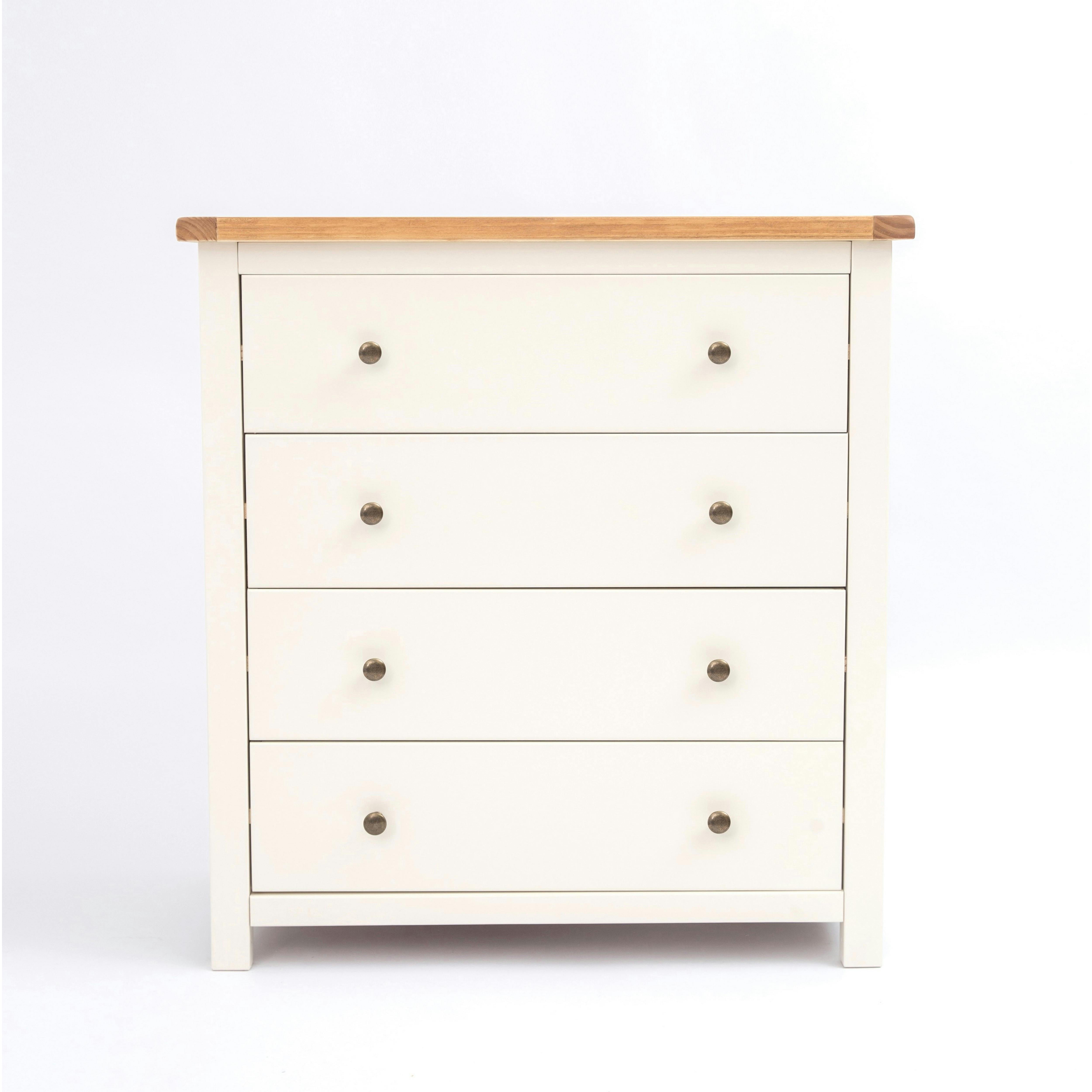 Rackhams White Maggiori 4 Drawer Chest Of Drawers Brass Knob - Off