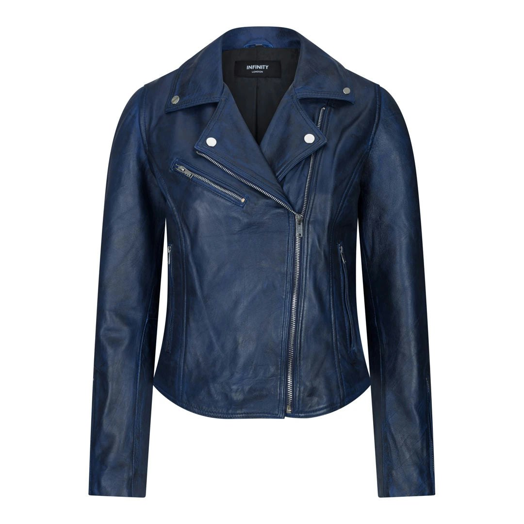 Truclothing Women's Brown/Black/Red Leather Biker Jacket Cross Zip Tan Yellow - Blue - Uk 14