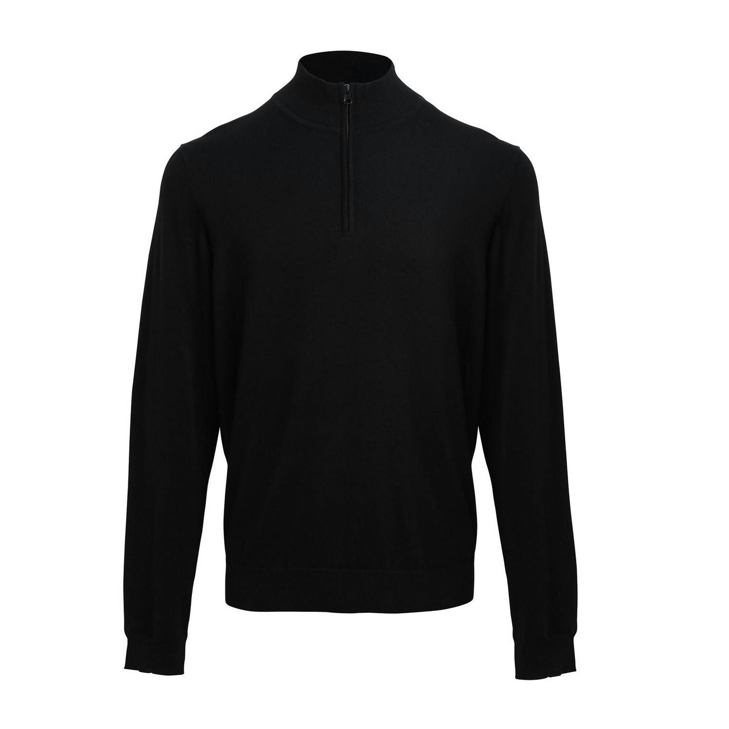 Premier Men's Black Zip Neck Sweatshirt In | Size: Small - Image 3