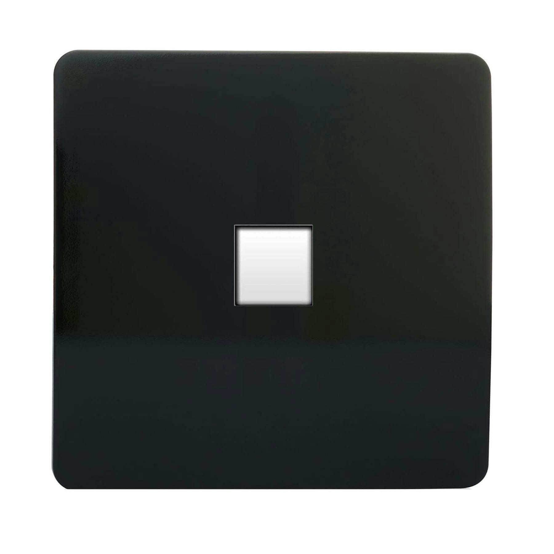 Trendi Switch Black 1 Gang Rj45 Cat 6 Modern Designer Pc Ethernet Socket In Piano