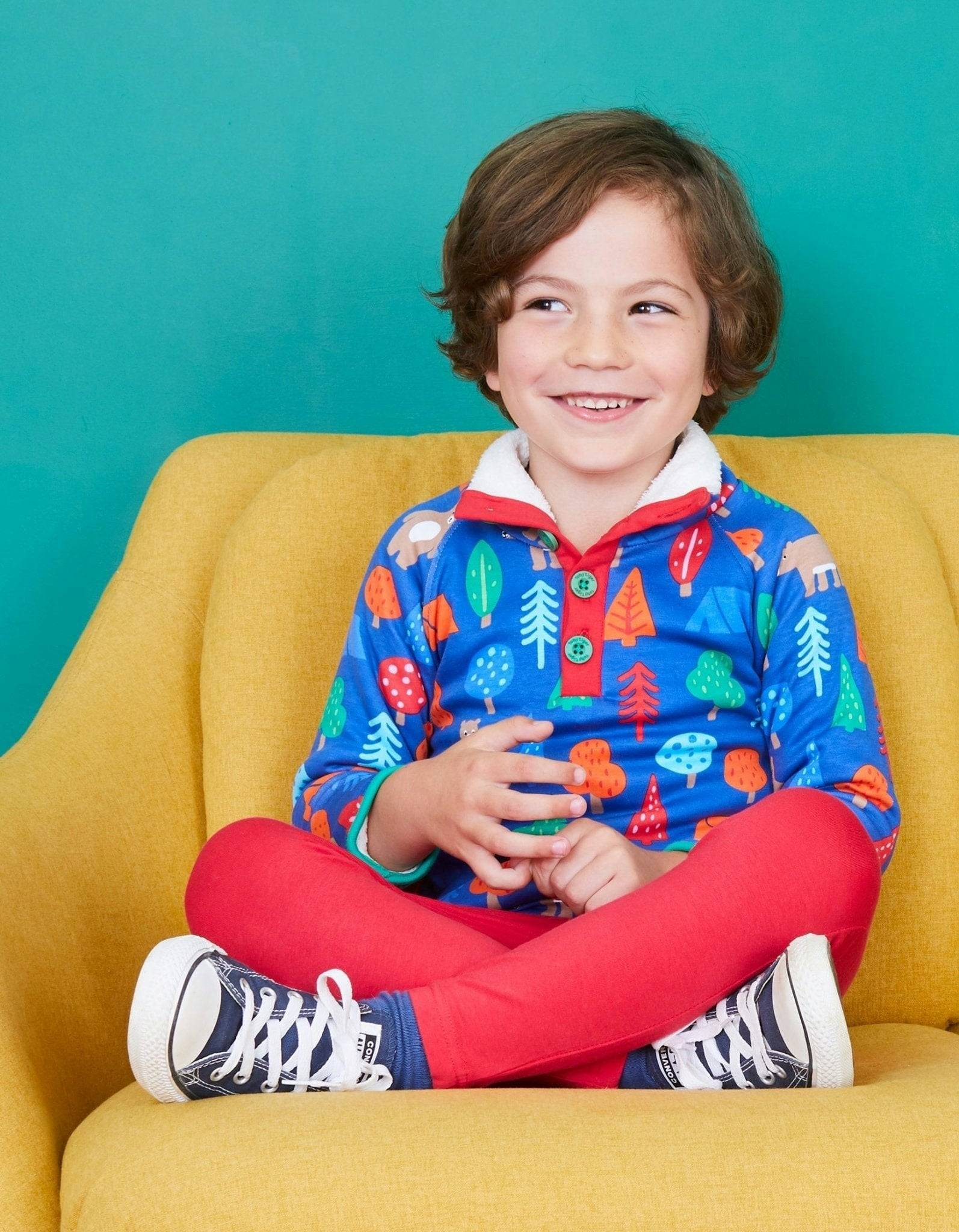 Toby Tiger Organic Camping Bear Print Cosy Fleece Sweatshirt - 3-4Y / 104Cm