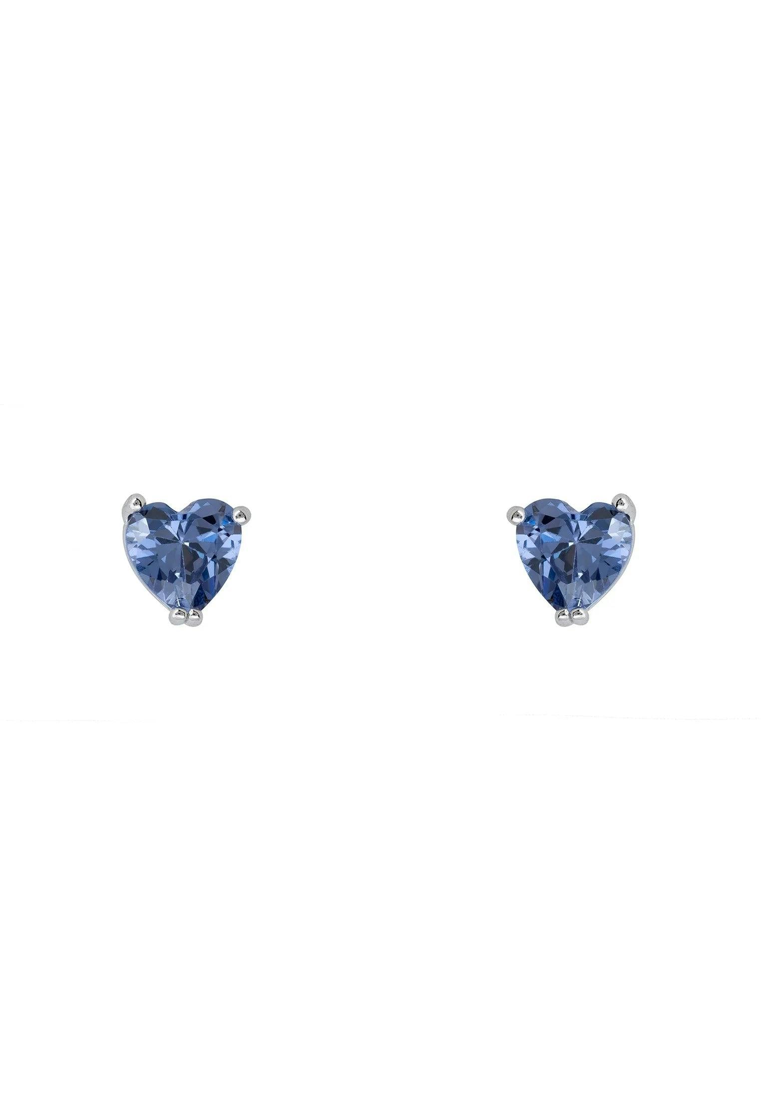 Latelita Silver Asscher Cut Heart Stud Earrings Tanzanite