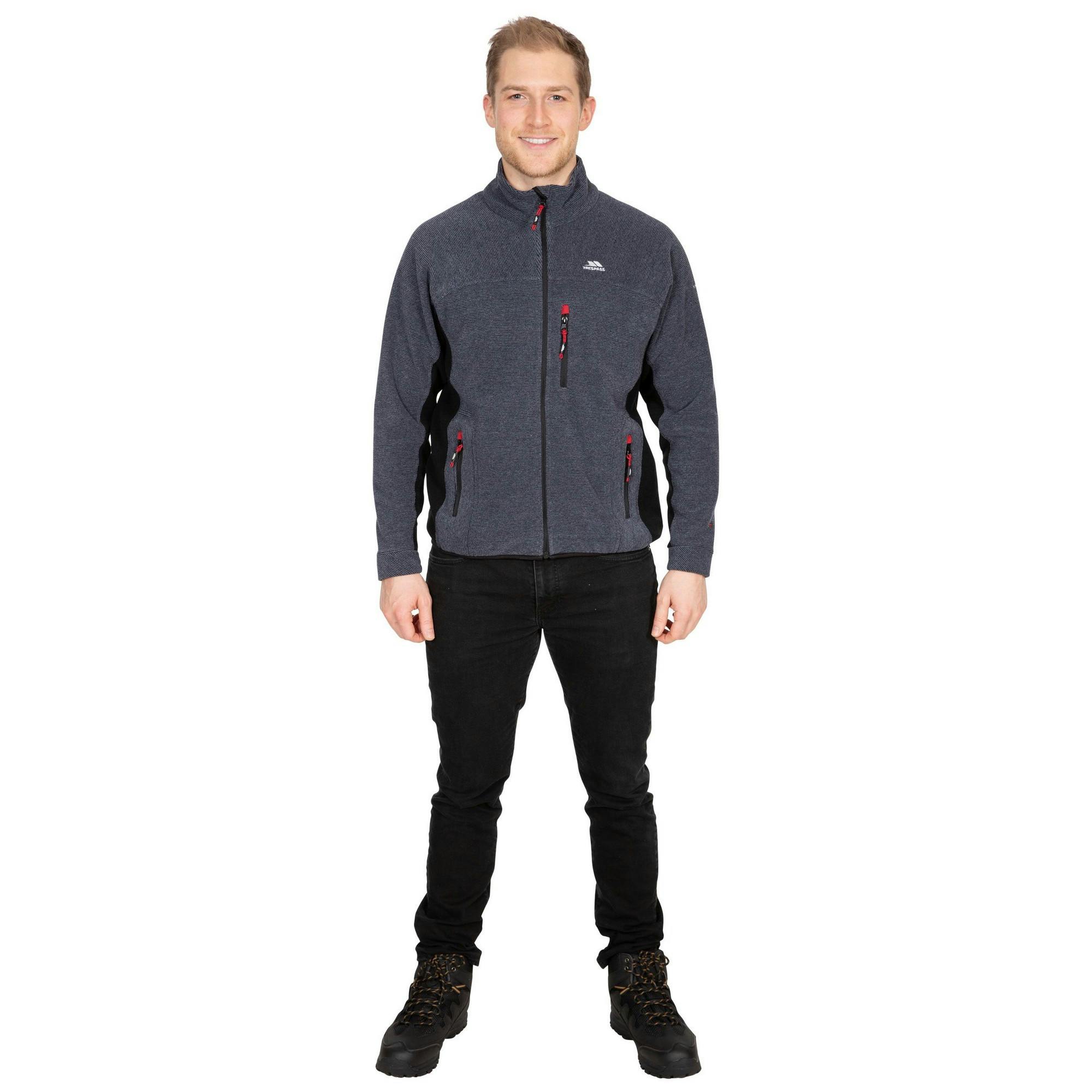 Trespass Men's Black Jynx Full Zip Fleece Jacket - Navy Stripe - Xxxl - Navy Stripe - 84% Polyester/16% Viscose