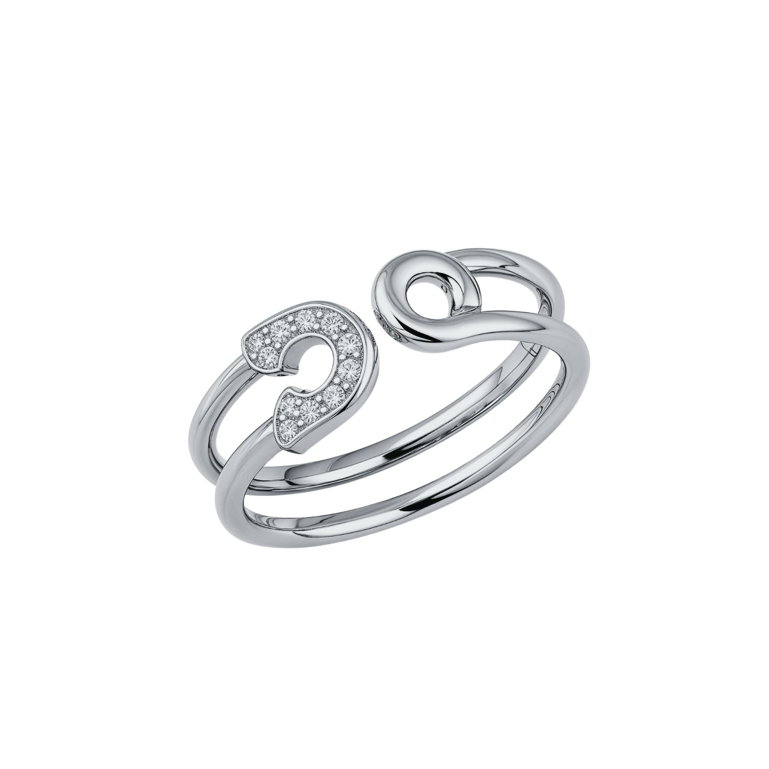 Spero London Silver Sterling Pave Jewelled Safety Pin Ring
