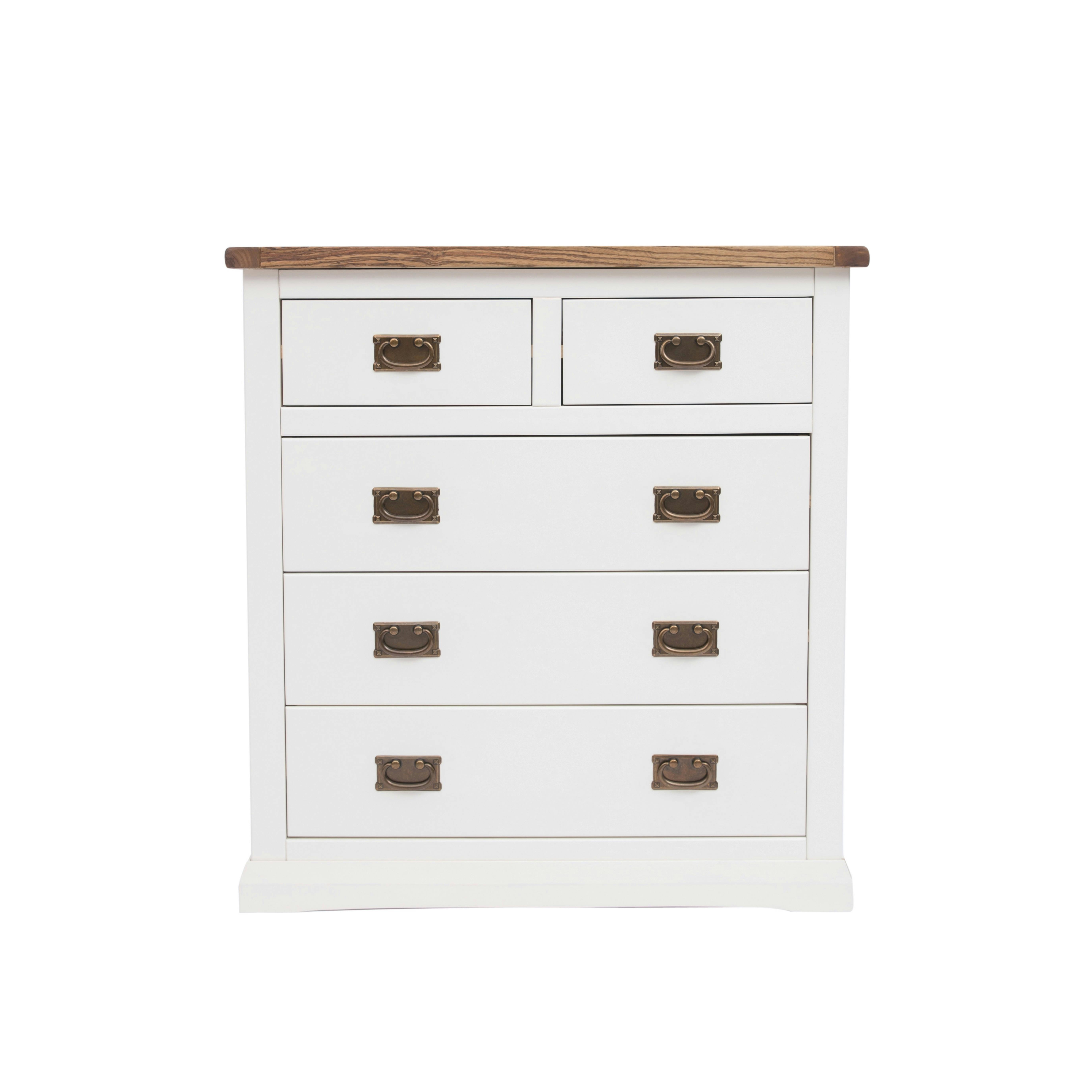 Cabinet Bits White Cosenza 5 Drawer Chest Of Drawers Bras Drop Handle - Off