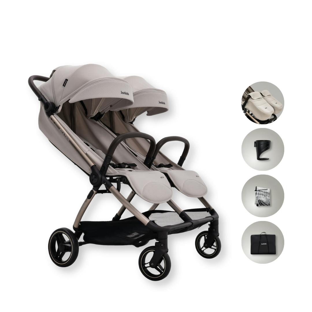 Jovikids Beige Ayla Twin Stroller - Dawn - Dawn