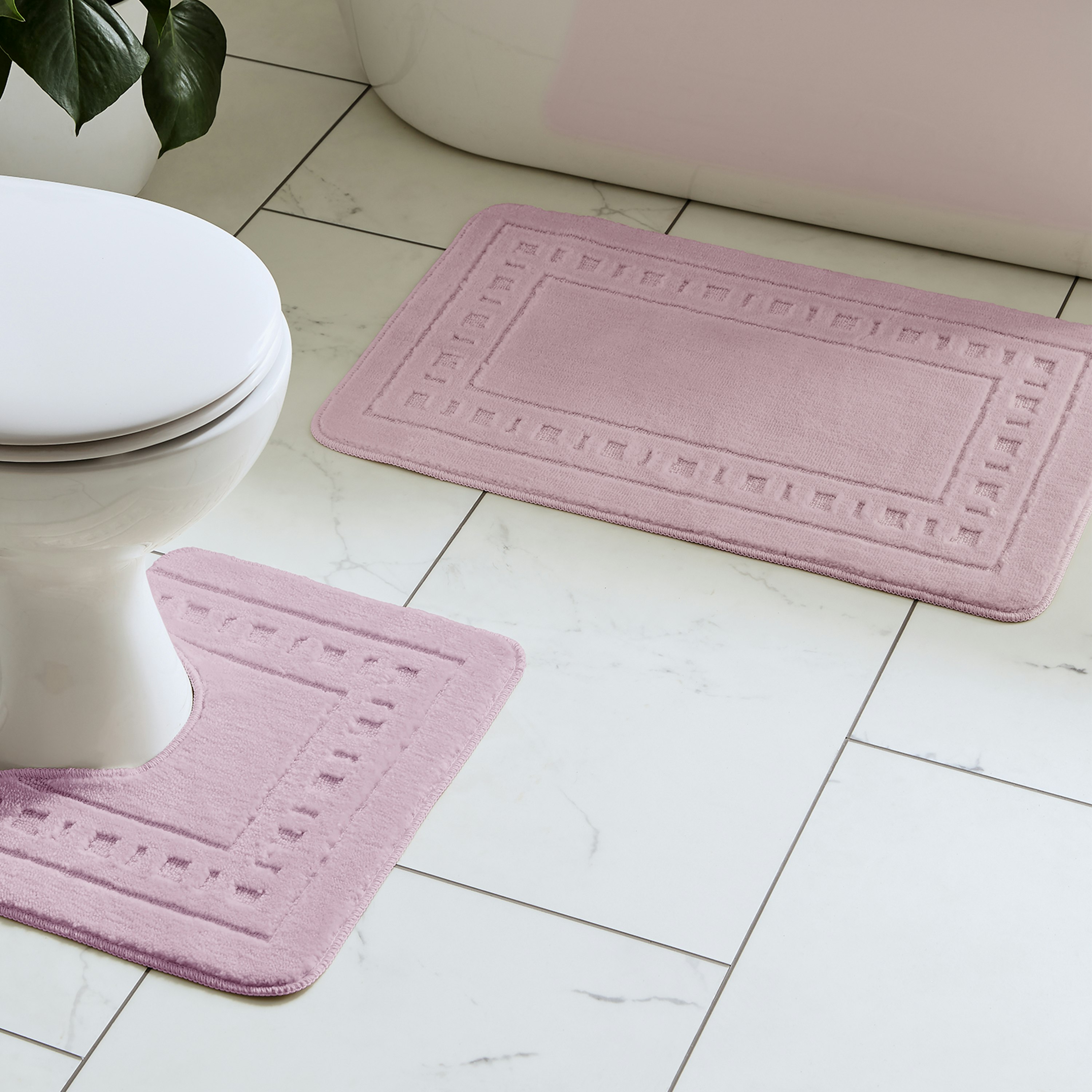 Rackhams Pink Armoni Bath & Pedestal Mat Set