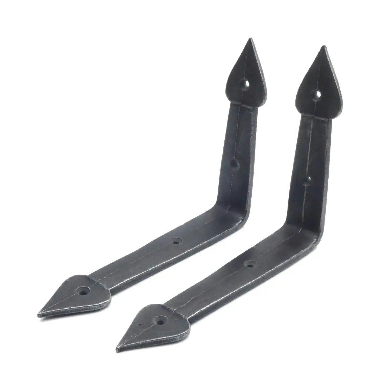 Rackhams Pair Of Antique Cast Iron Spearhead End Shelf Brackets - 155Mm X 200Mm - Image 2
