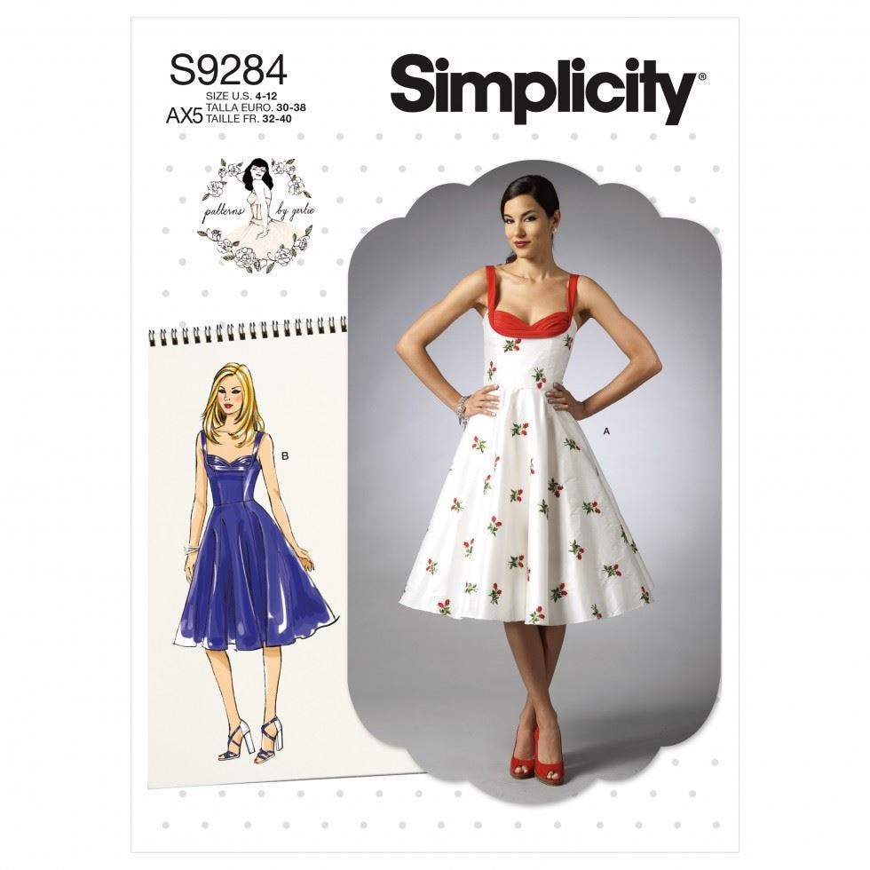 Simplicity Women's Sewing Pattern 9284, Dresses, Vintage Style For Ax5 (4-6-8-10-12) - Intermediate - Ax5 (4-6-8-10-12)