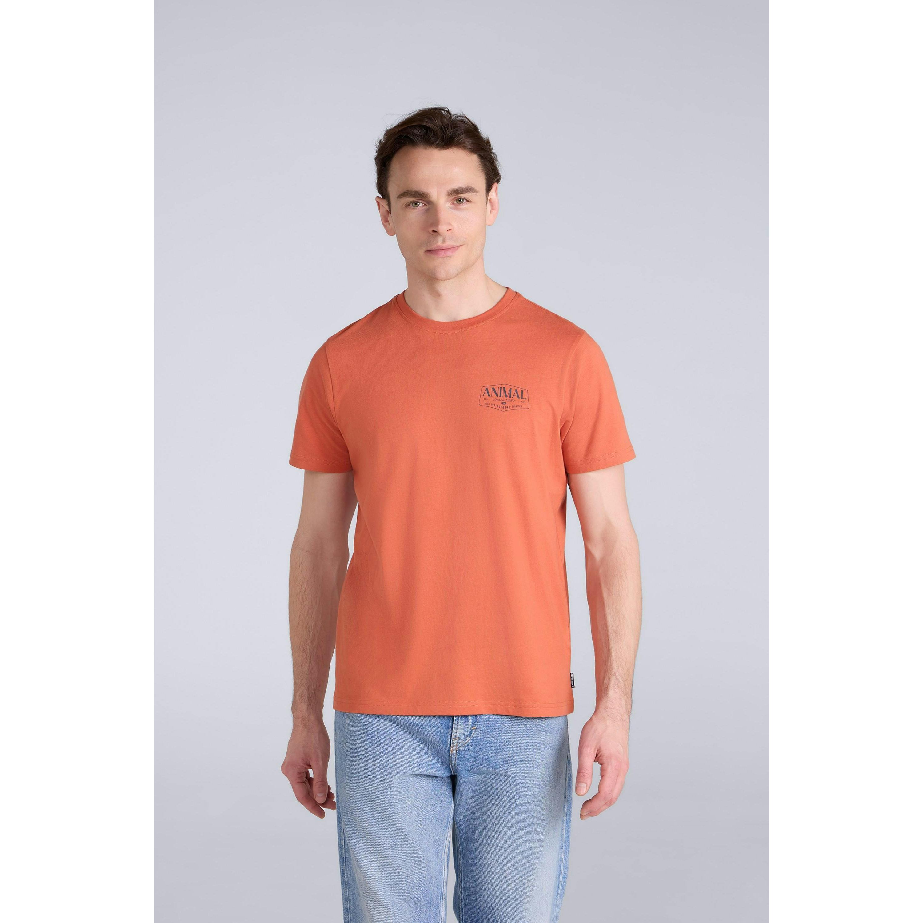 Animal Men's Orange Jacob Organic T-Shirt - Bright - M - Bright - 100% Organic Cotton