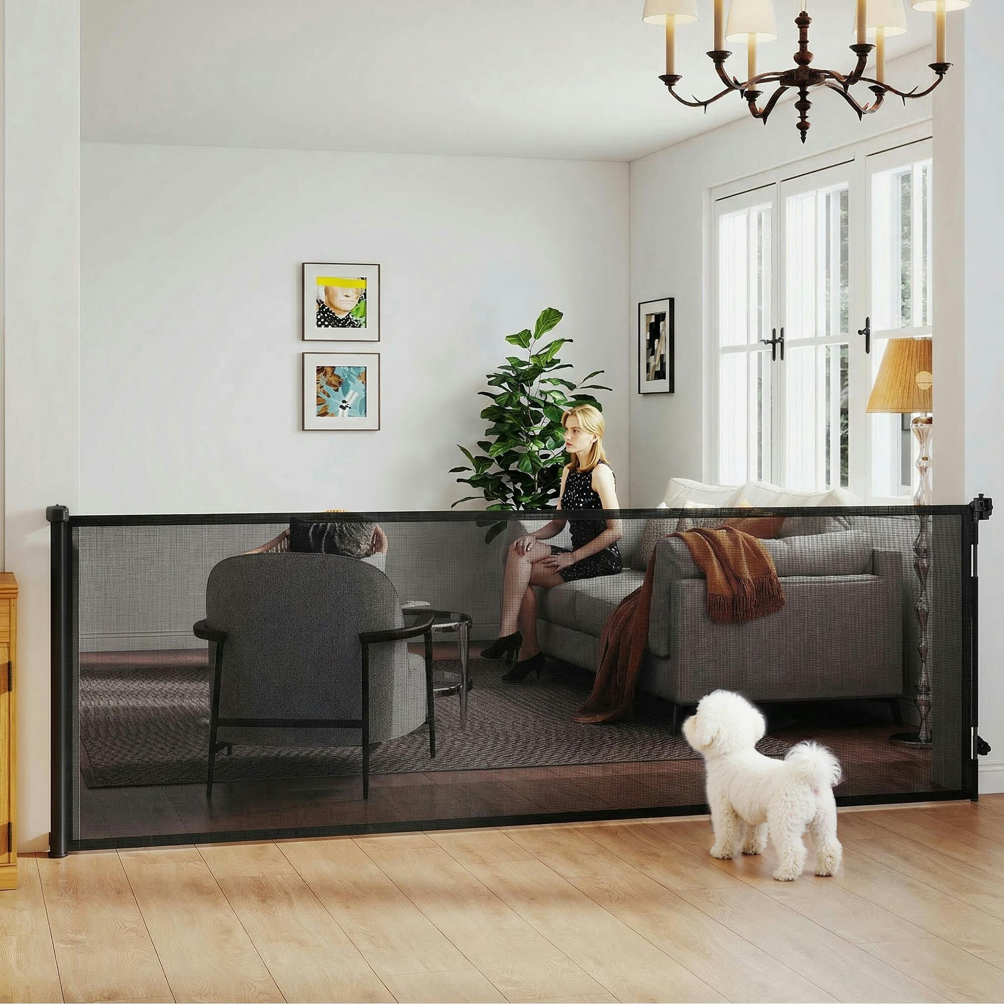 Pawhut Stair Gate For Dogs, Pet Gate, Extends To 300 Cm Wide & 104 Cm Tall