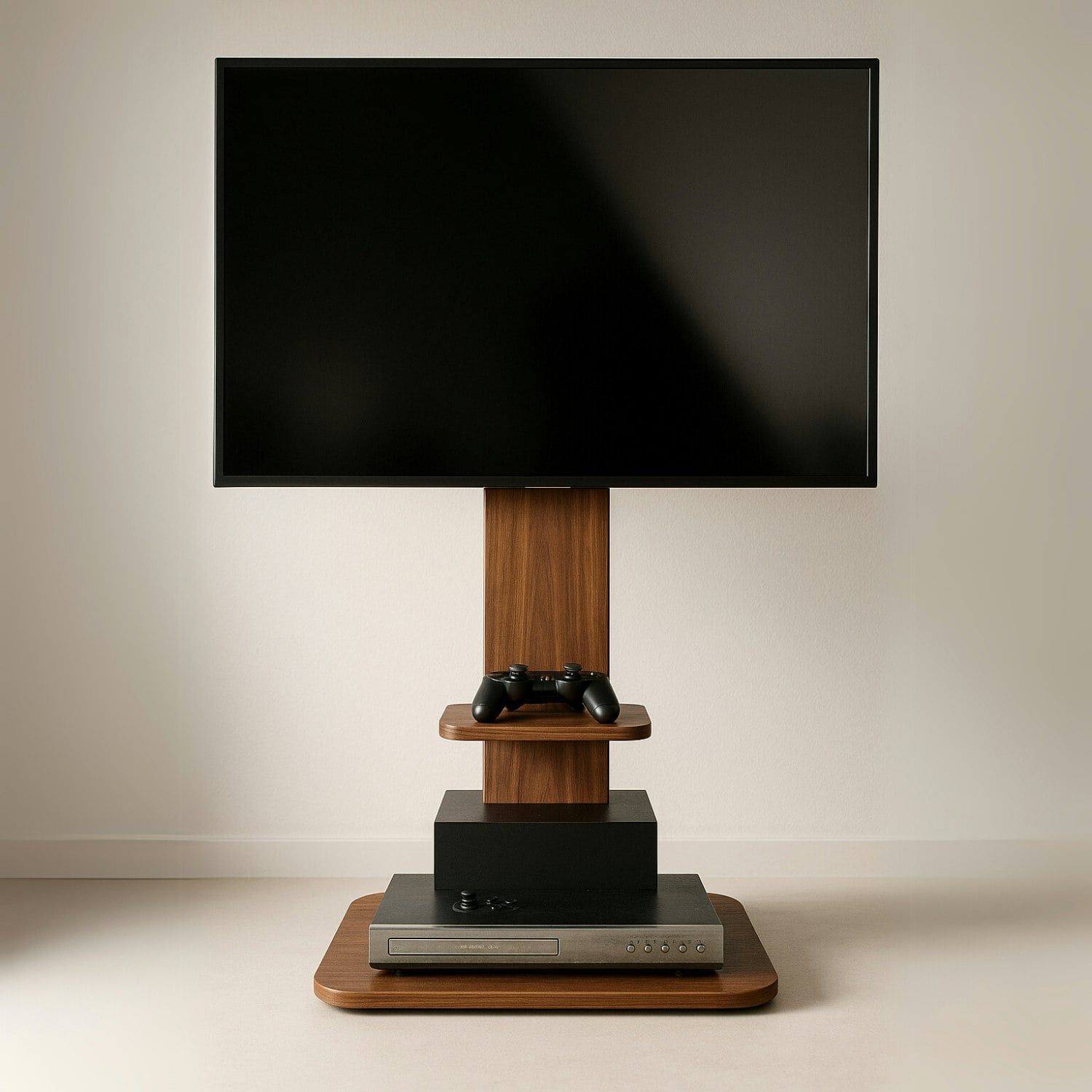 Rackhams 2 Tier Adjustable Tv Floor Stand With 2 Shelves