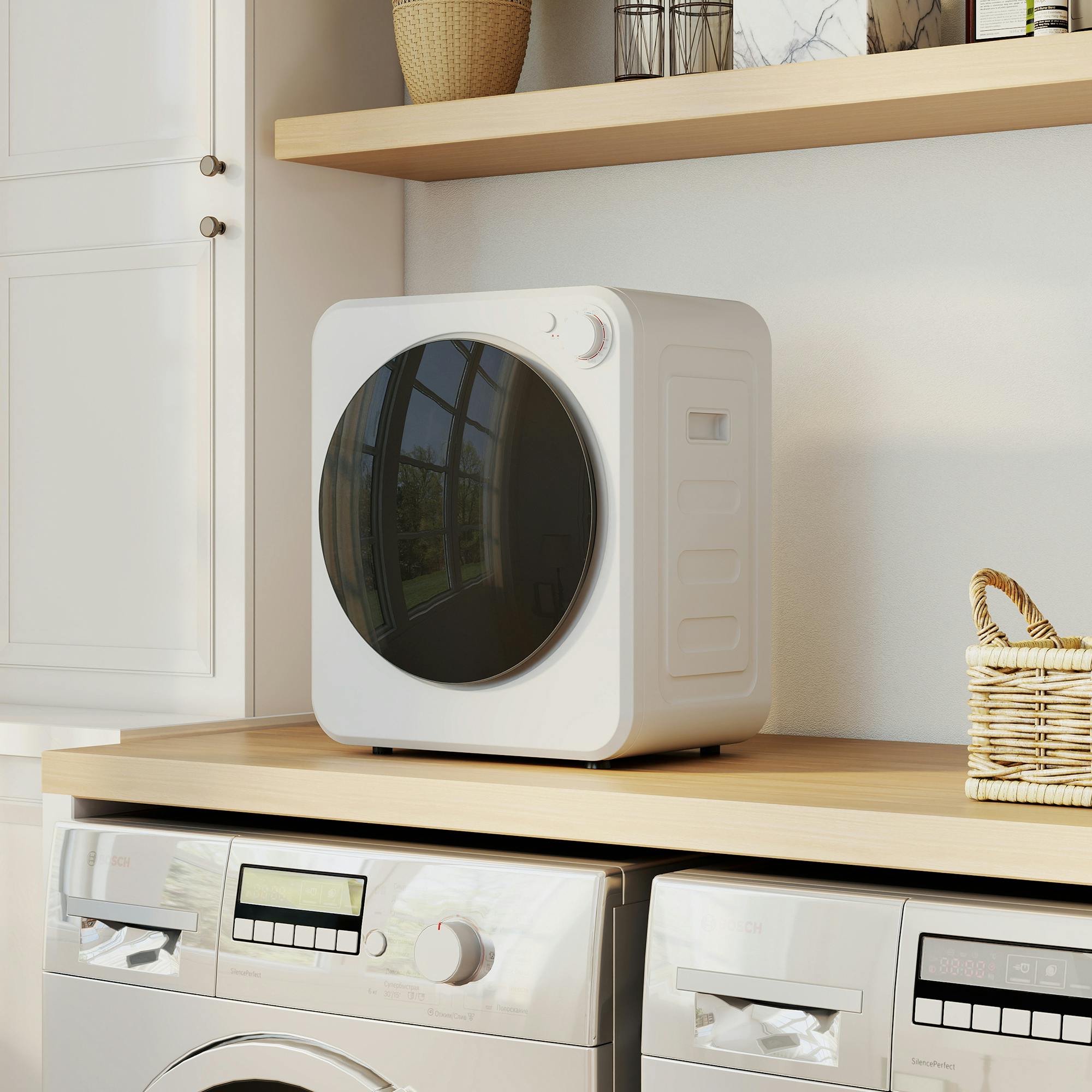 Homcom White 4Kg Front Load Laundry Dryer With 2 Power Modes,