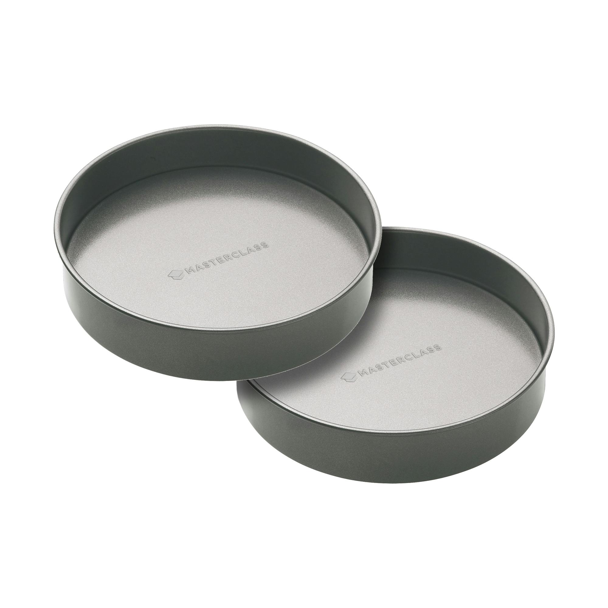 Masterclass Grey Non-Stick Loose Base Sandwich Pans, Set Of 2 Round Carbon Steel Baking Cake Tins, 20Cm - Carbon Steel - Baking Tin