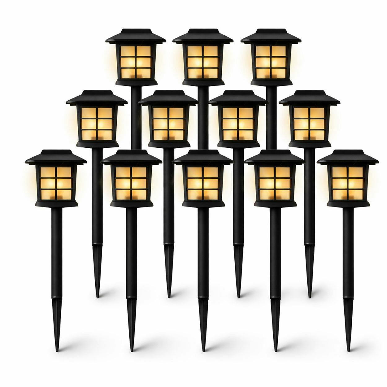Rackhams White Pack Of 12 Solar Pathway Lights – Warm Led Garden Stake Lights