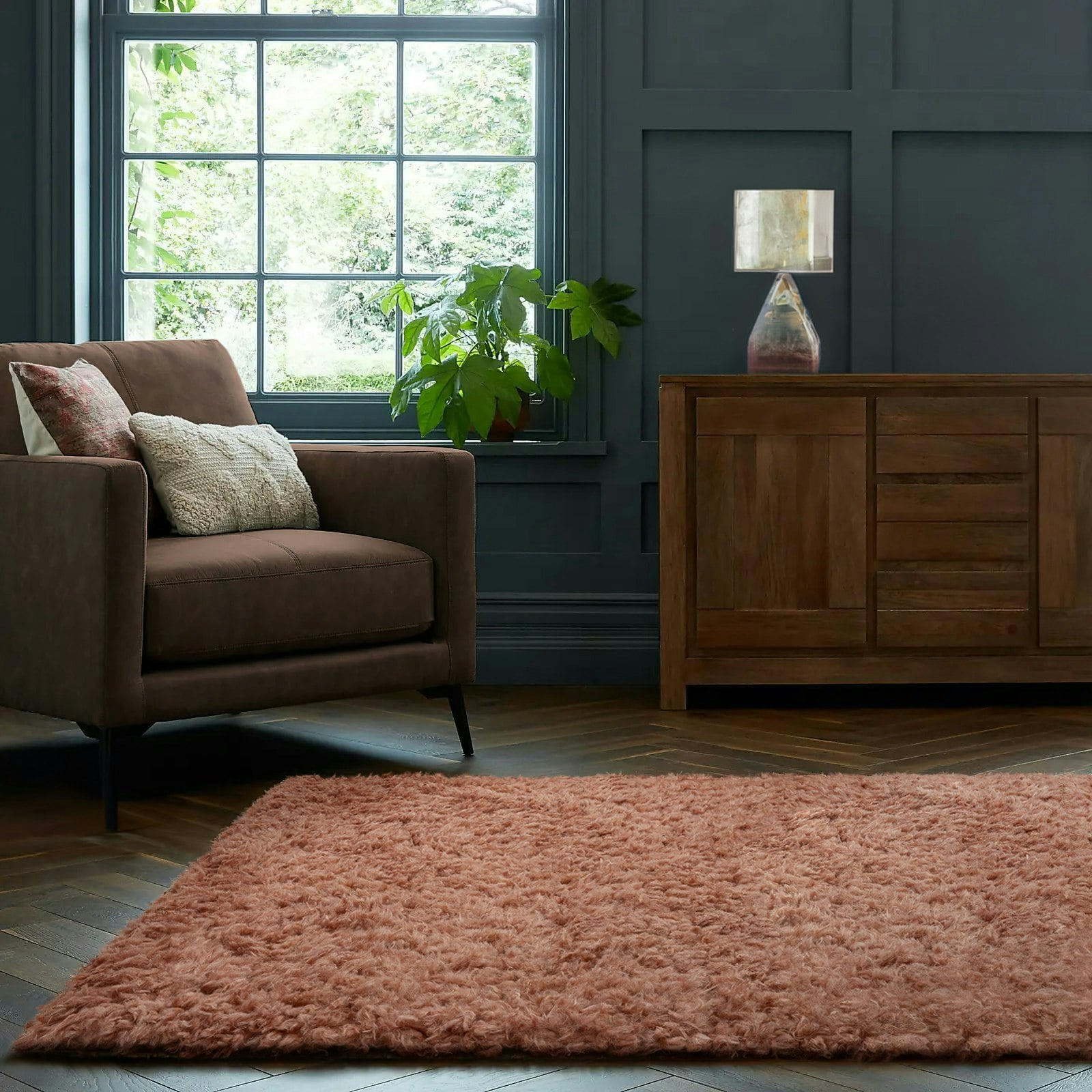 Rackhams Orange Montana Fluffy Rug - 120 X 170