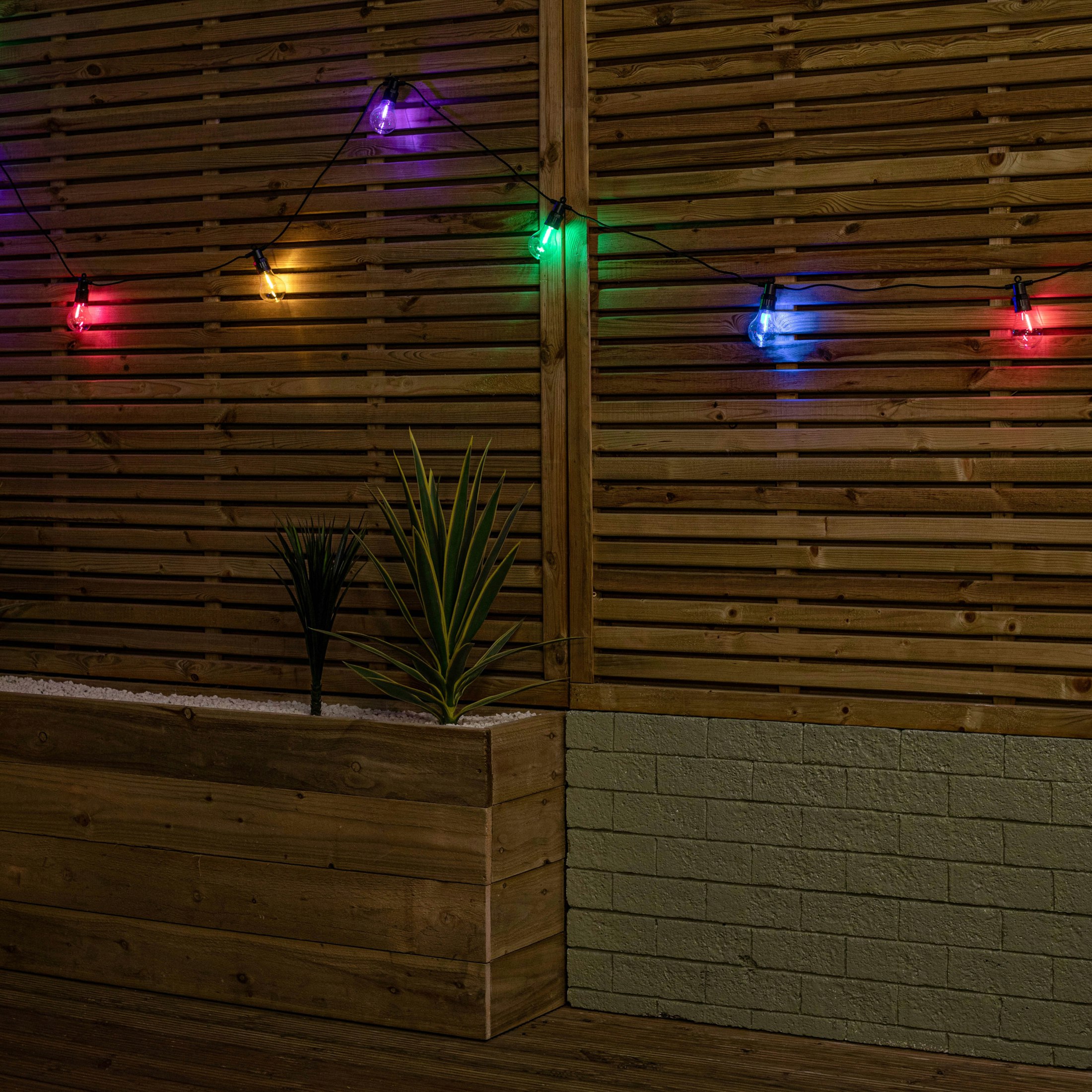 Rackhams Black Set Of 20 Indoor Outdoor Connectable Festoon Lights With Multi-Coloured Leds