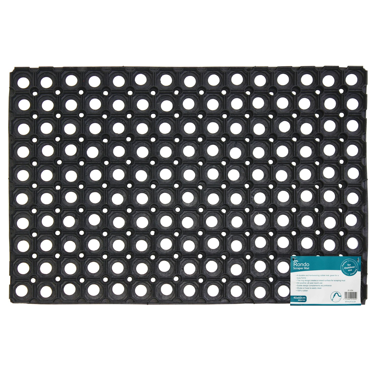 Photos - Doormat JVL Rackhams Rondo Rubber Ring Heavy Duty Outdoor Entrance  40x60cm - 1 - Black 