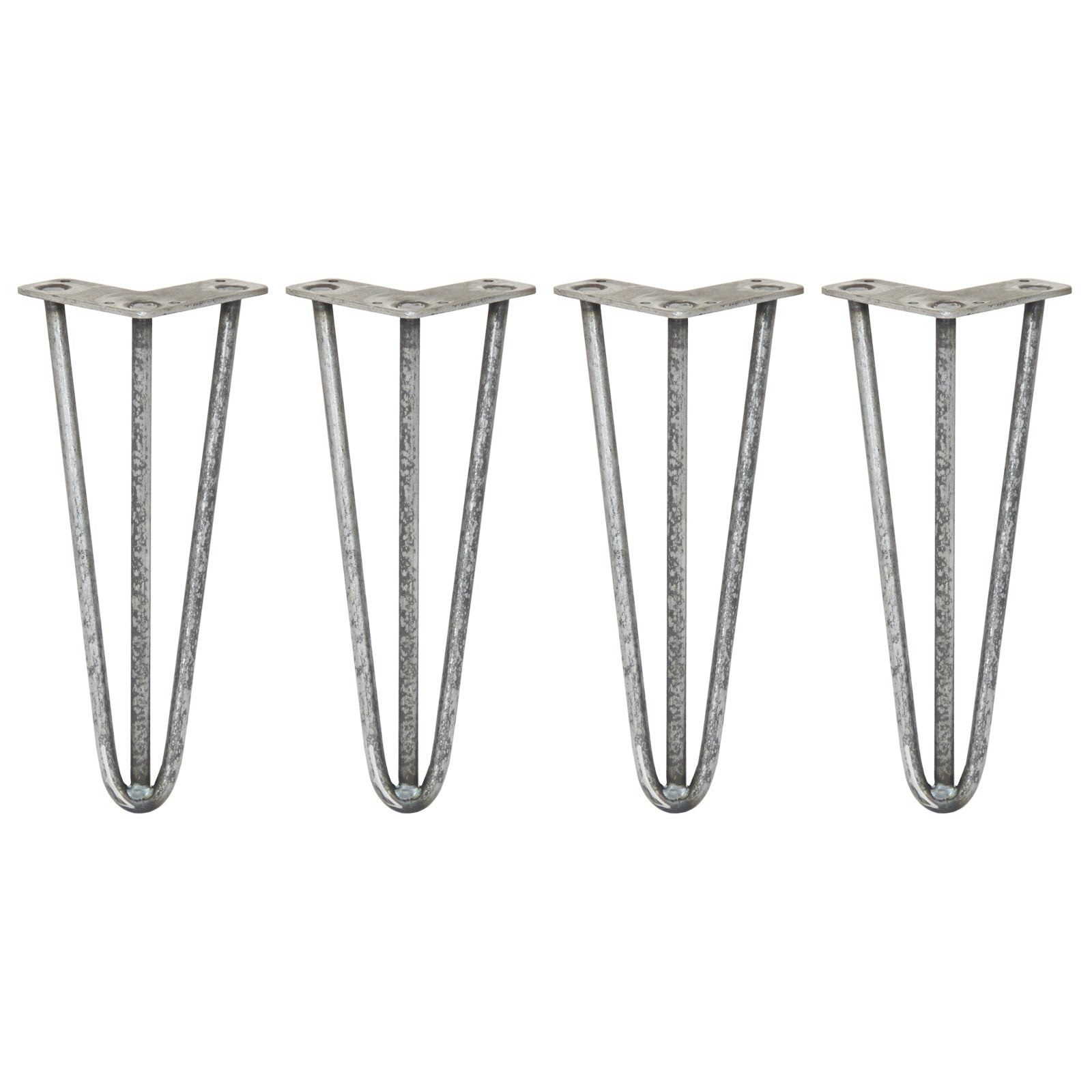 Skiski 4 X Hairpin Legs - 3 Prong - 12Mm - Raw Steel 12"