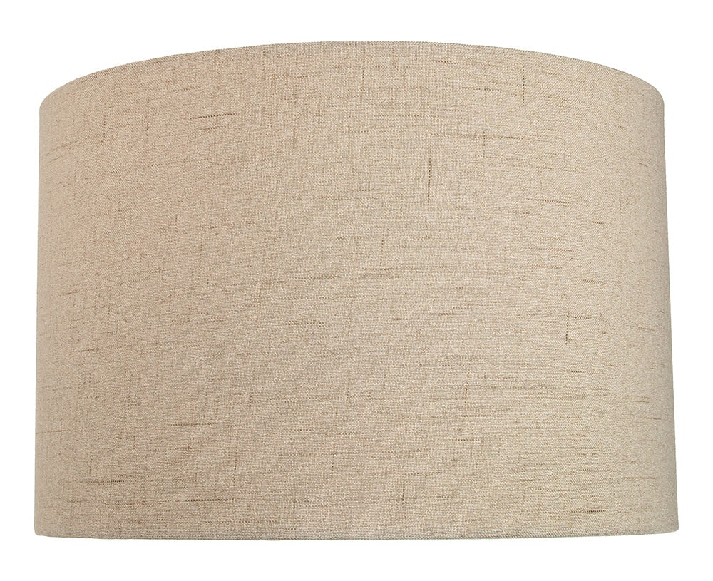 Happy Homewares White Contemporary And Sleek Taupe Textured Linen Fabric Drum Lamp Shade 60W Maximum
