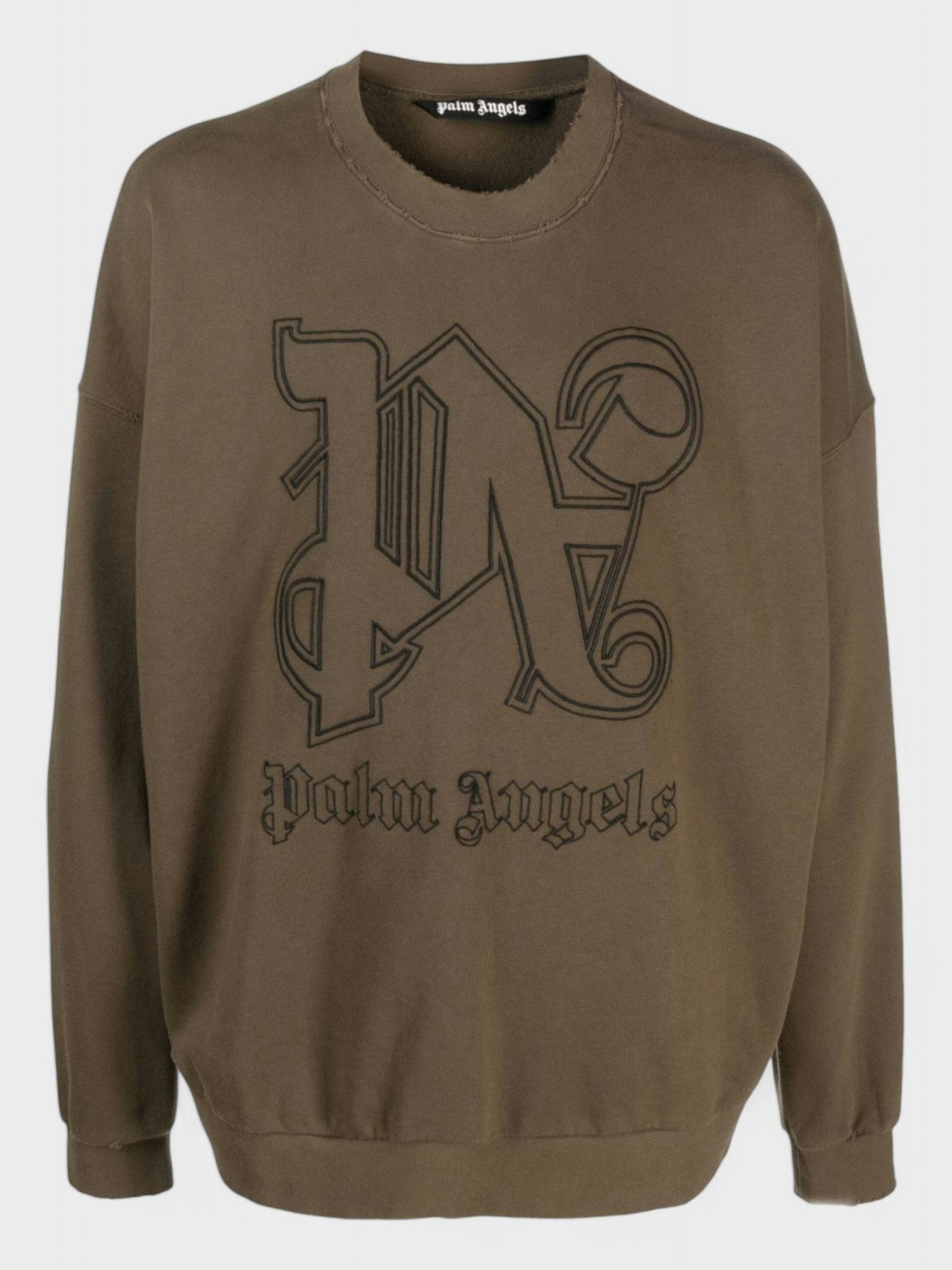 Palm Angels Men's Brown/Black Monogram Statet Crew '' - Large