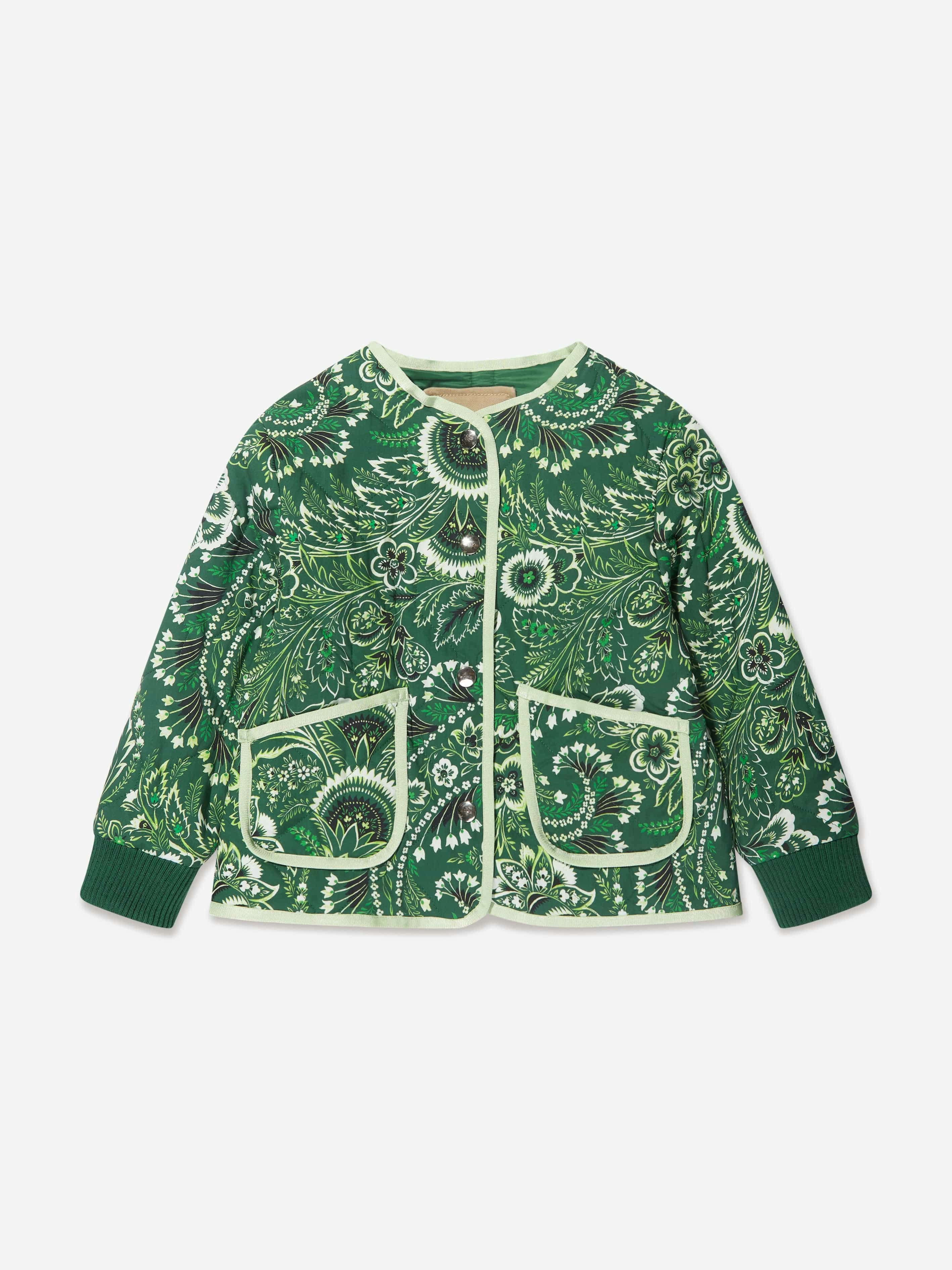 Etro Girls Green Floral Paisley Jacket In - 14 Yrs