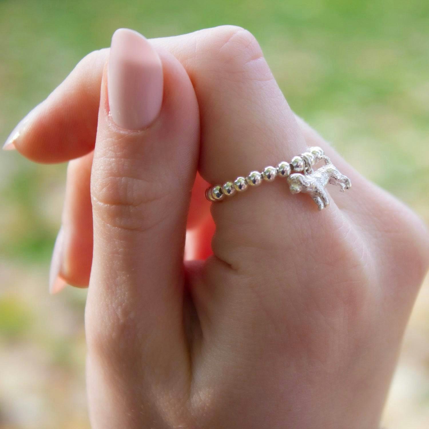 Mylee London Silver Sterling Ball Bead Ring With Cockapoo Charm - Yes