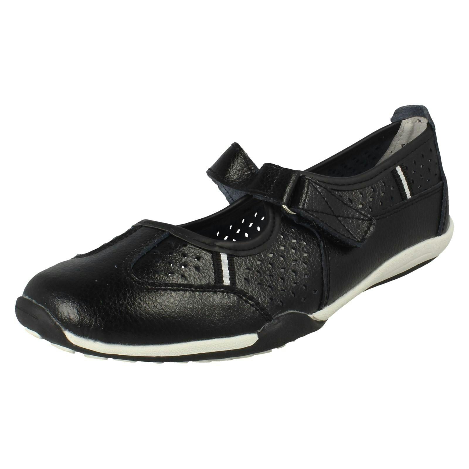 Down To Earth Women's Black Casual Flat Leather Hook & Loop Strap Shoes F80066 - Uk 5