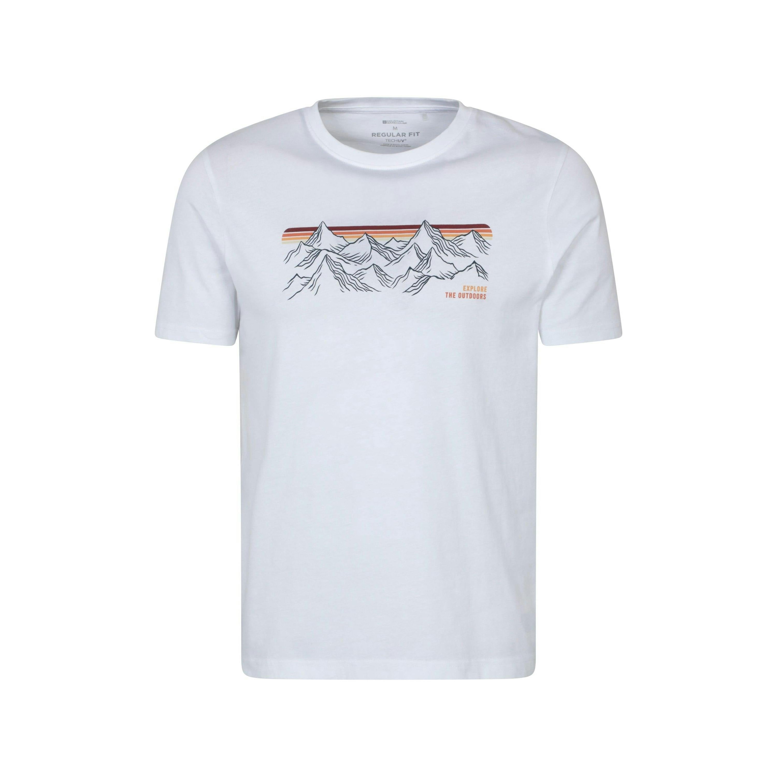 Mountain Warehouse Men's White Mountain Stripes T-Shirt - Xs - 100% Organic Cotton