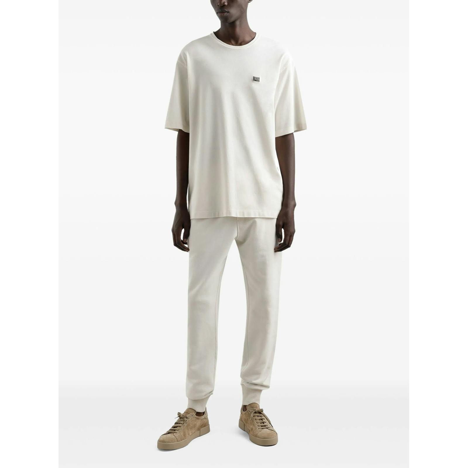 Dolce & Gabbana White Metal Plaque Small T-Shirt In - S